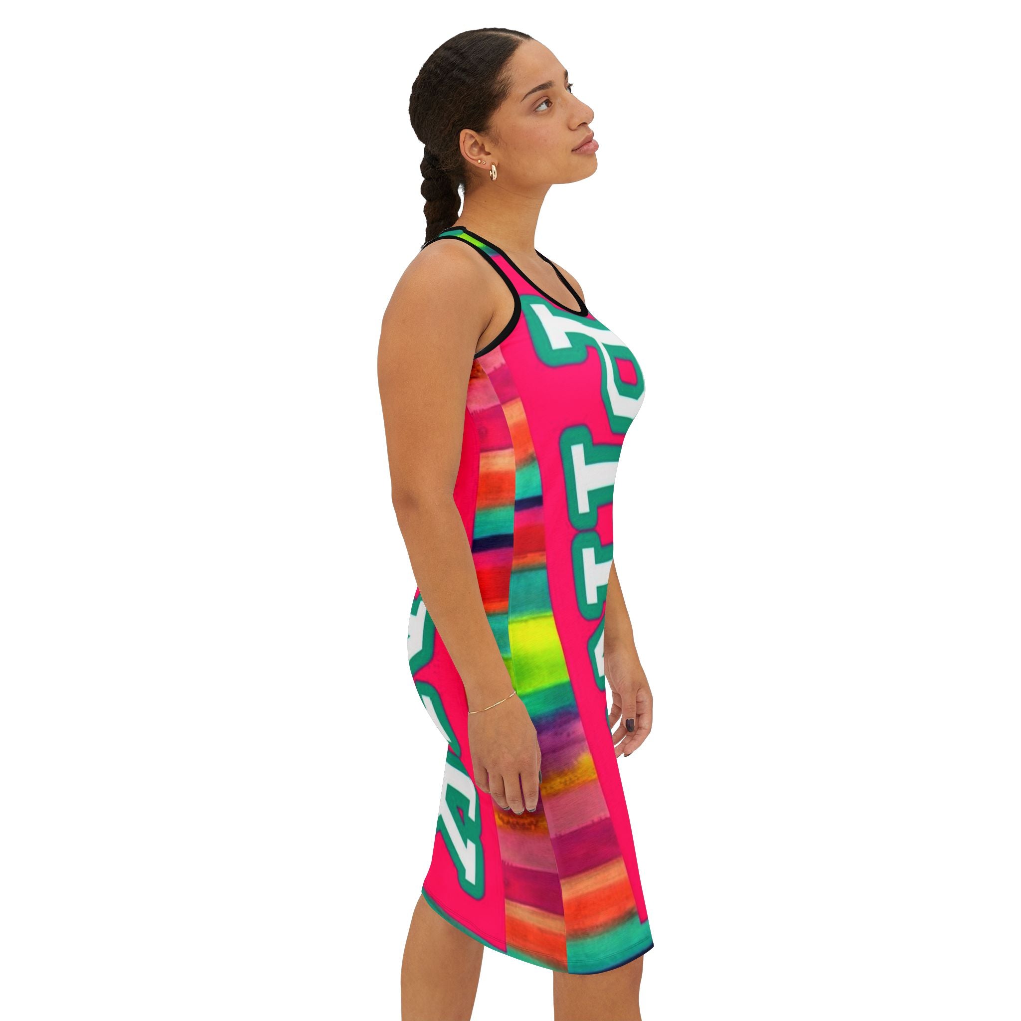 PINK Tie-Dye Racerback Dress — Vibrant Colorblock Casual Sundress