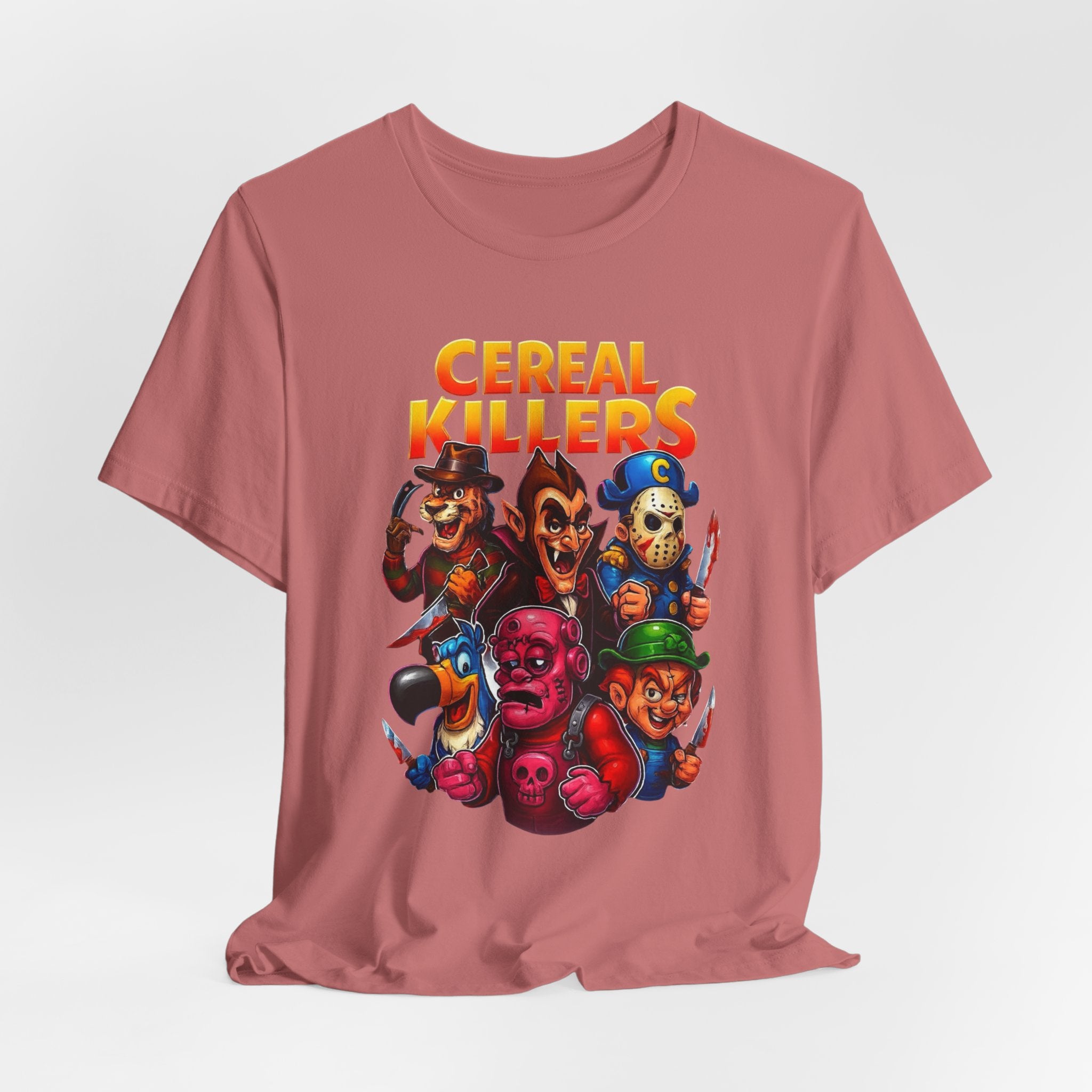 Cereal Killers Parody Horror Cartoon T-Shirt | Funny Cereal Villains Graphic Tee