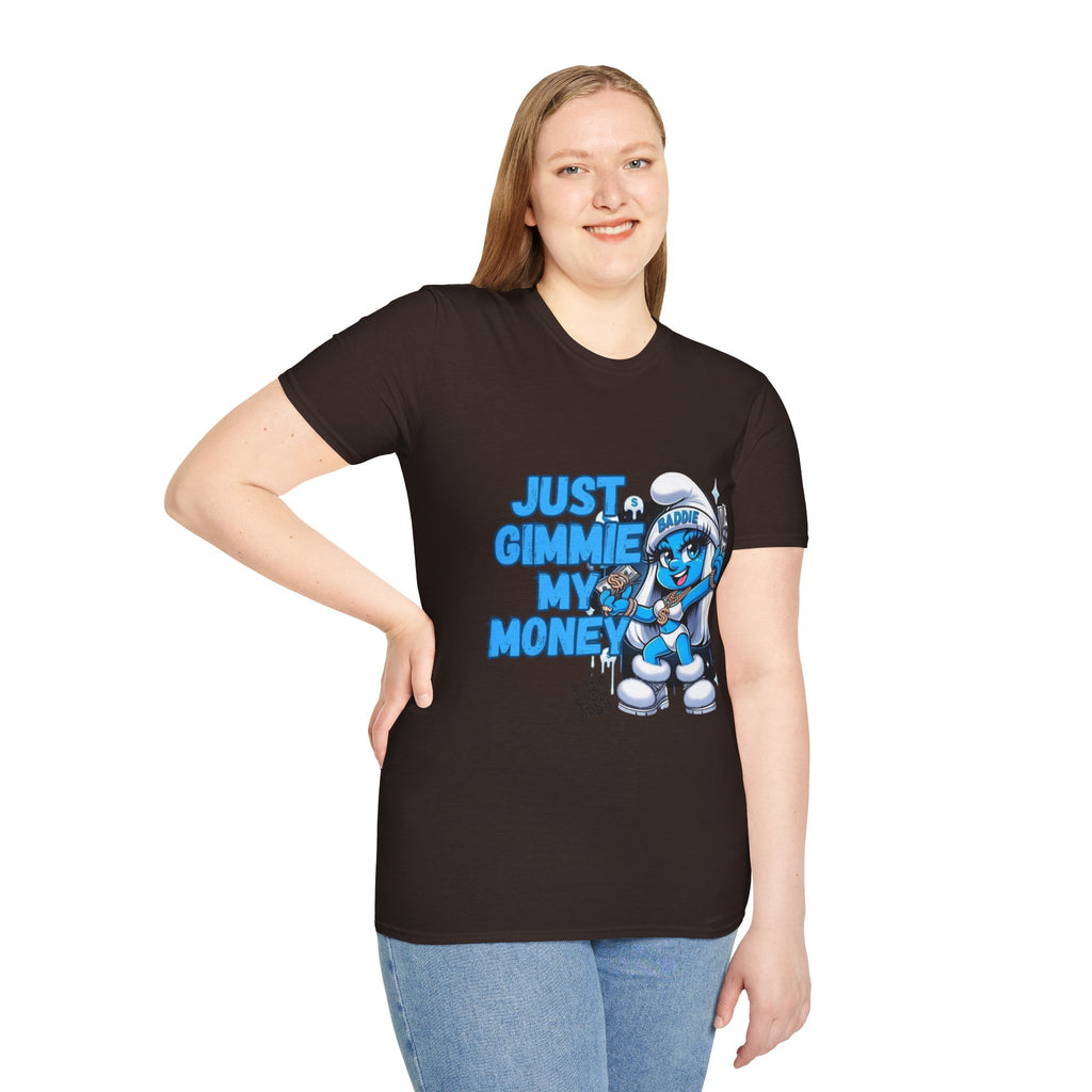 Just Gimmie My Money T-Shirt — Cute Blue Character Graphic Tee