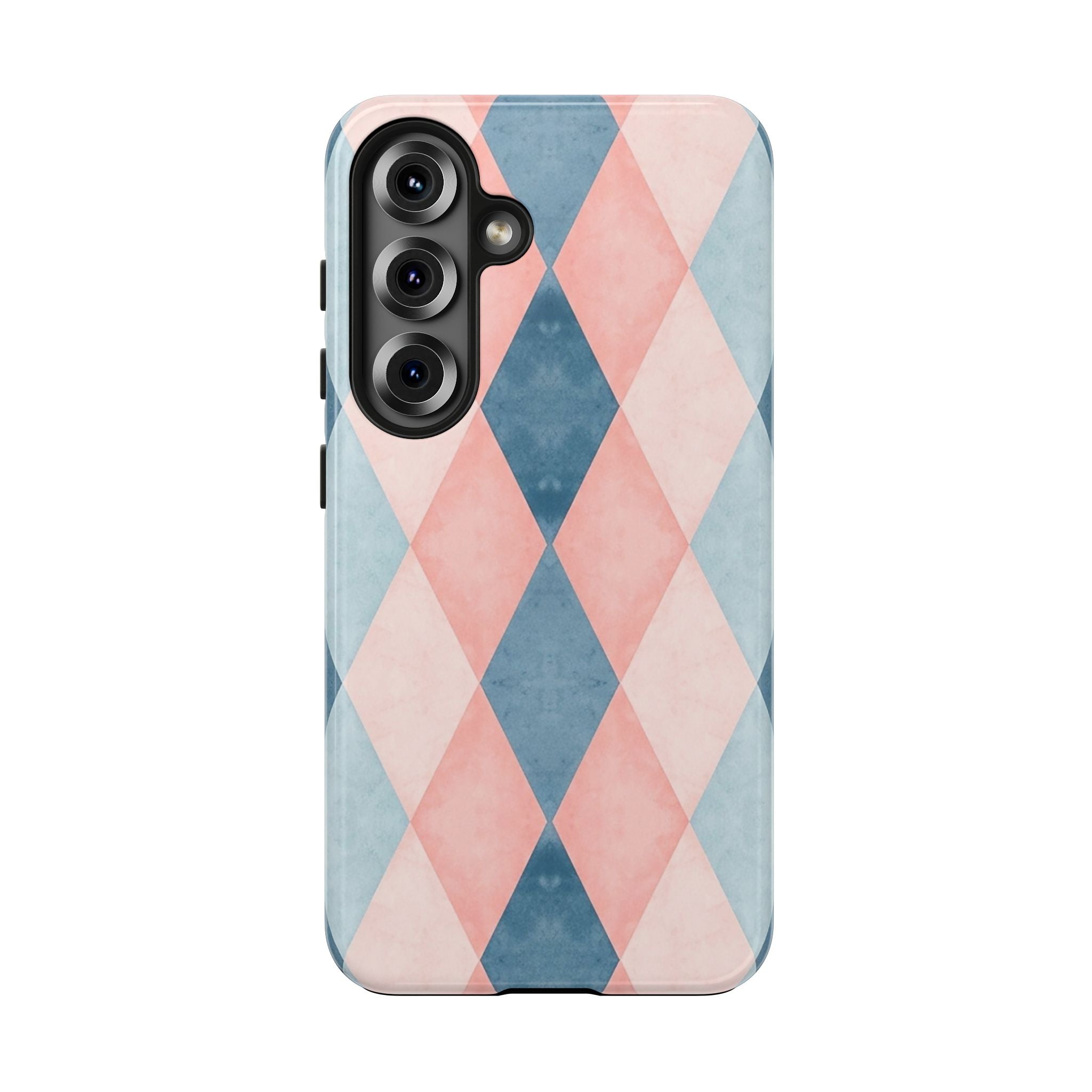 Pastel Harlequin Tough Phone Case — Blue & Pink Diamond Pattern