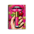 Notebook — Pink Lipstick & Cherry Pop Spiral Journal (Ruled)