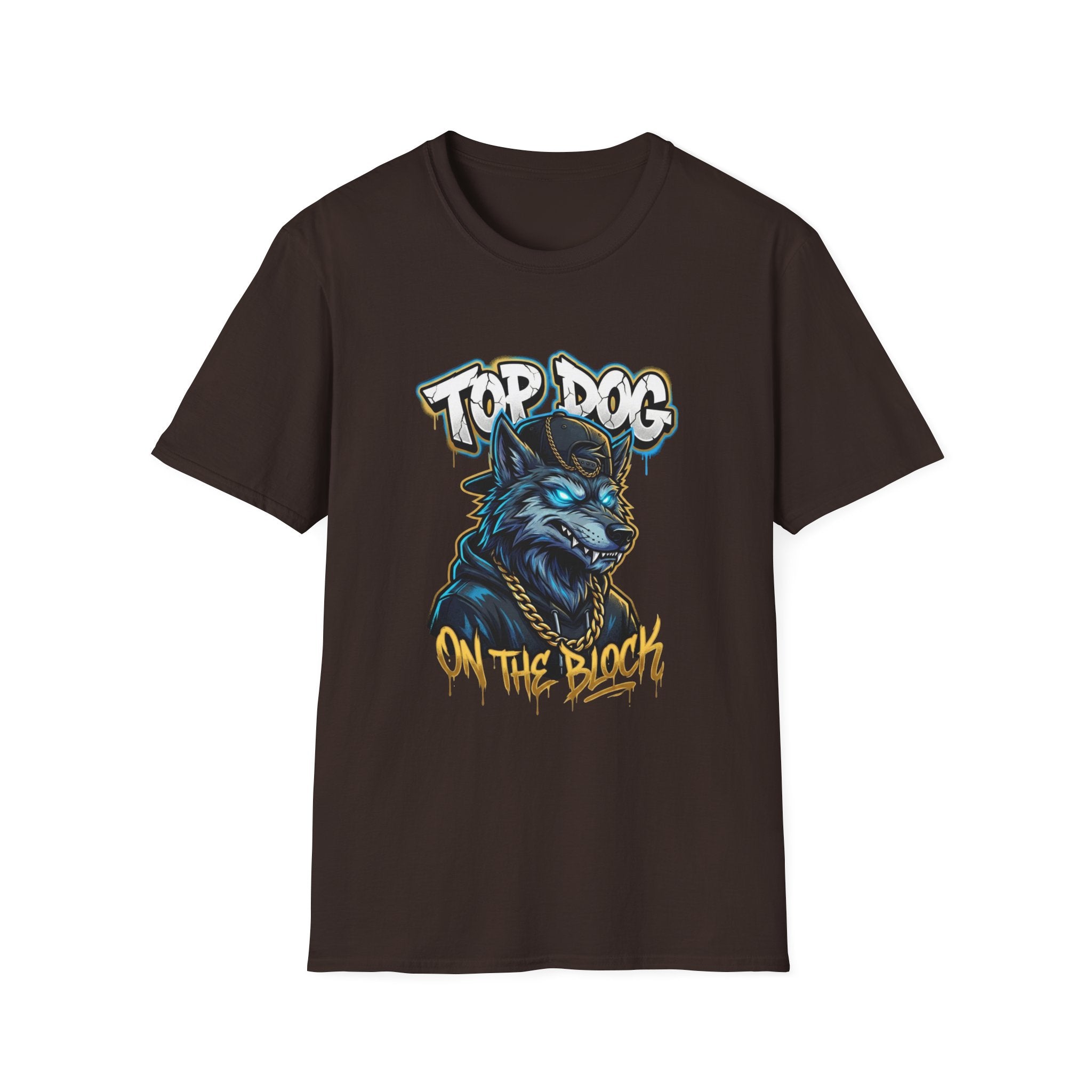 Top Dog On The Block Graphic T-Shirt — Bold Blue Wolf Streetwear Tee