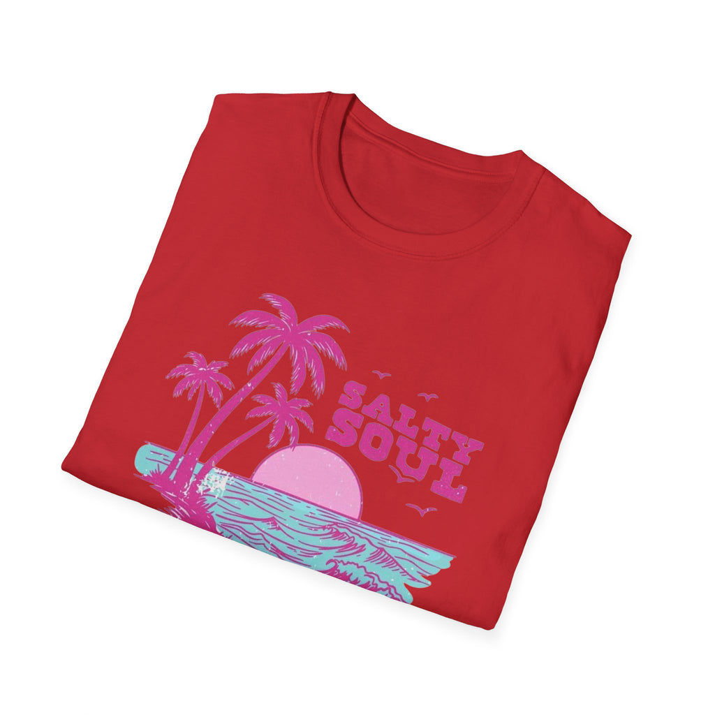 Salty Soul Beach T-Shirt — Sun, Palm Trees & Waves Graphic Tee