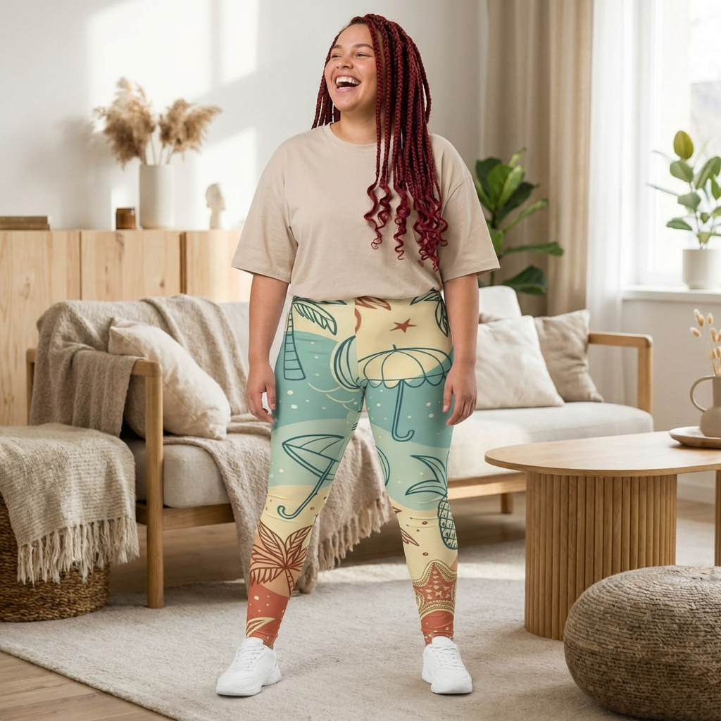 Tropical Beach Print Leggings — Women's Casual All-Over-Print