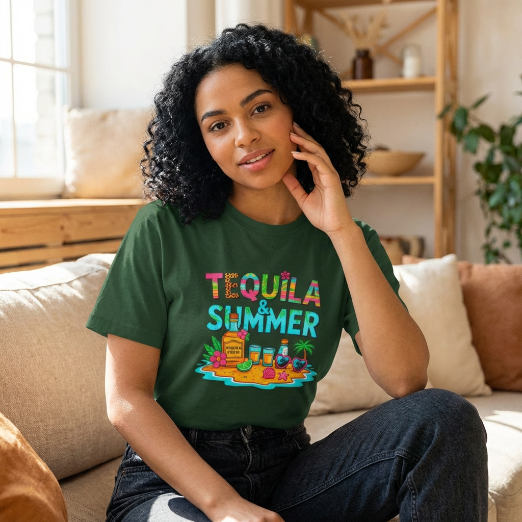 Tequila Summer Tee – Tropical Beach Cocktail Graphic T-Shirt