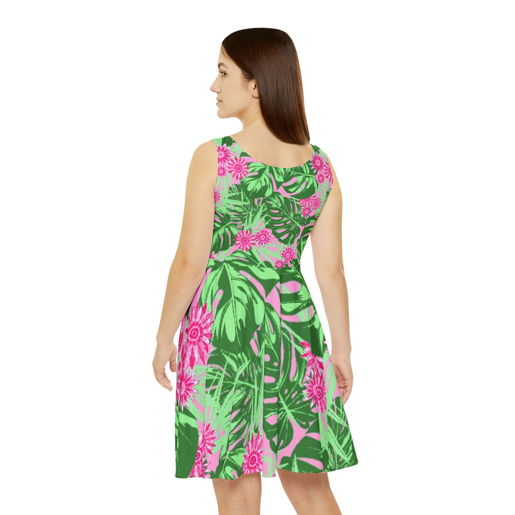 Copy of Skater Dress — Tropical Pink Floral All-Over Print