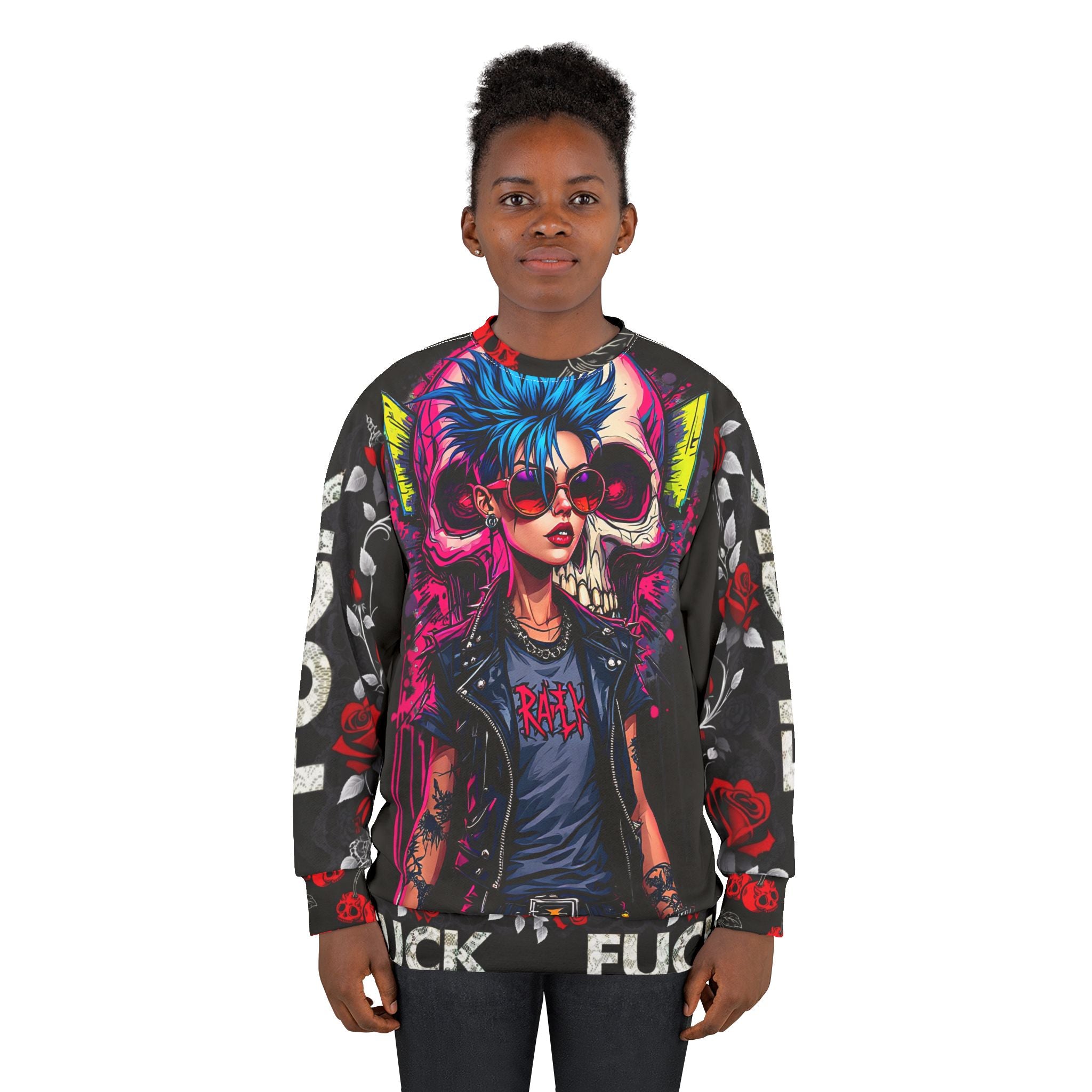 Rebel Cherry Skull Crewneck – Punk Gothic Streetwear Sweatshirt