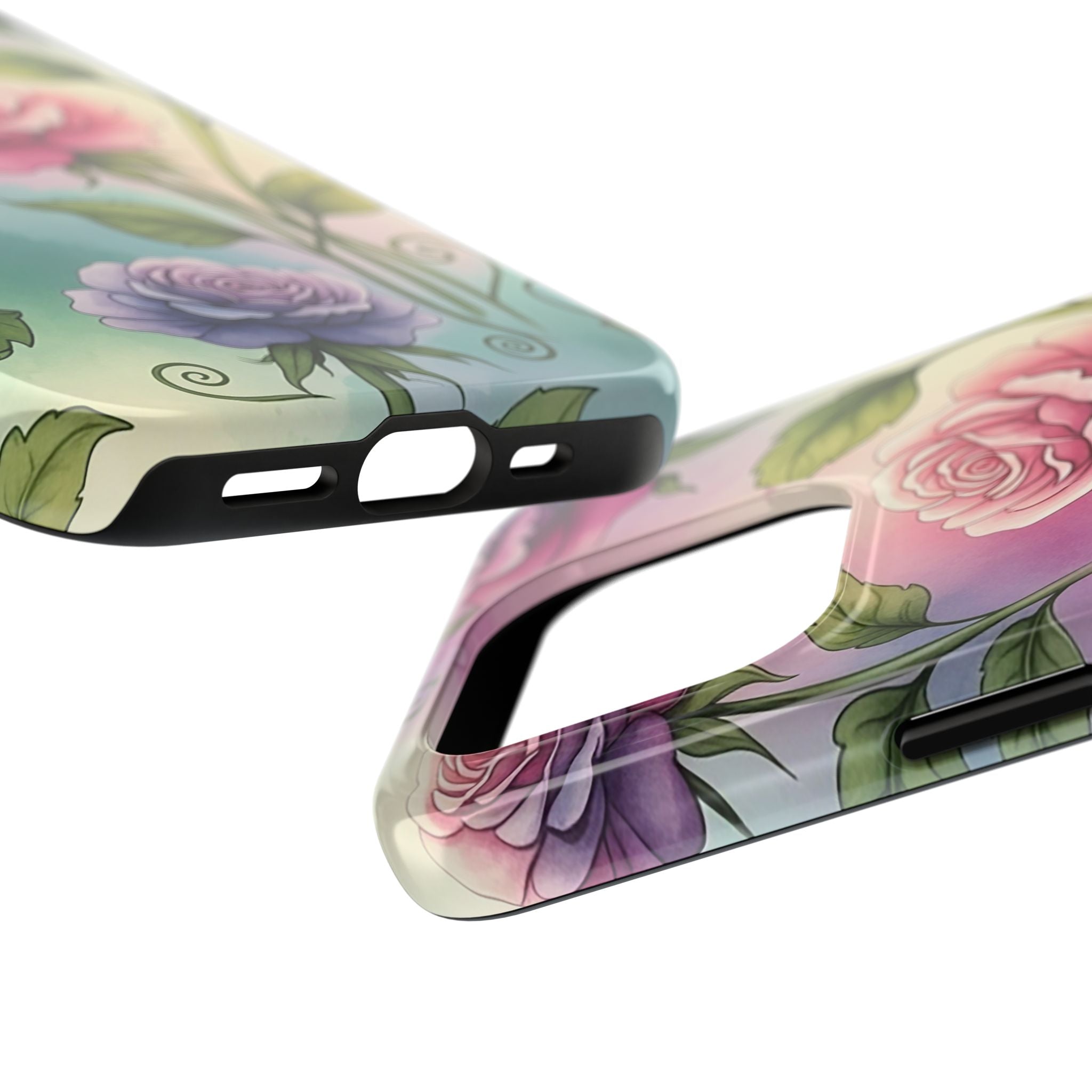 Floral Rose Tough Phone Case — Pastel Watercolor Protection