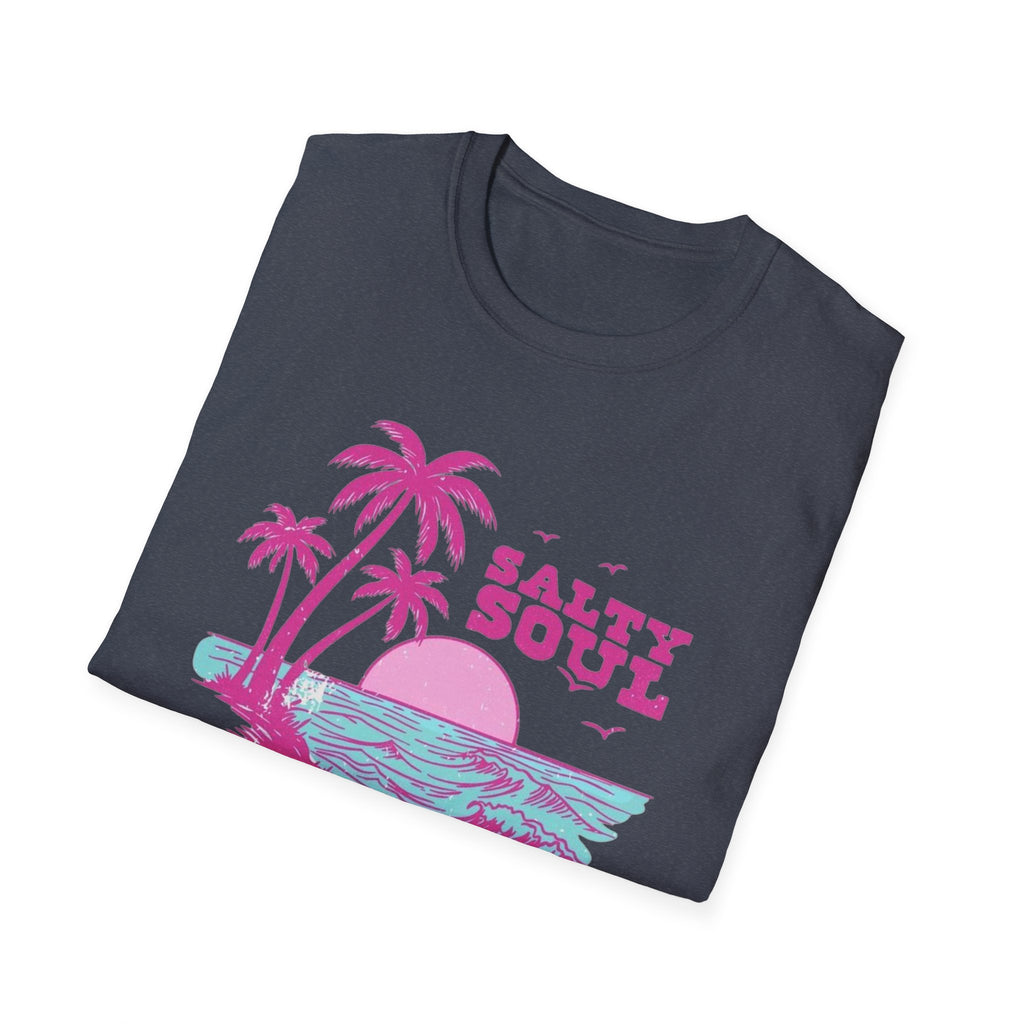 Salty Soul Beach T-Shirt — Sun, Palm Trees & Waves Graphic Tee