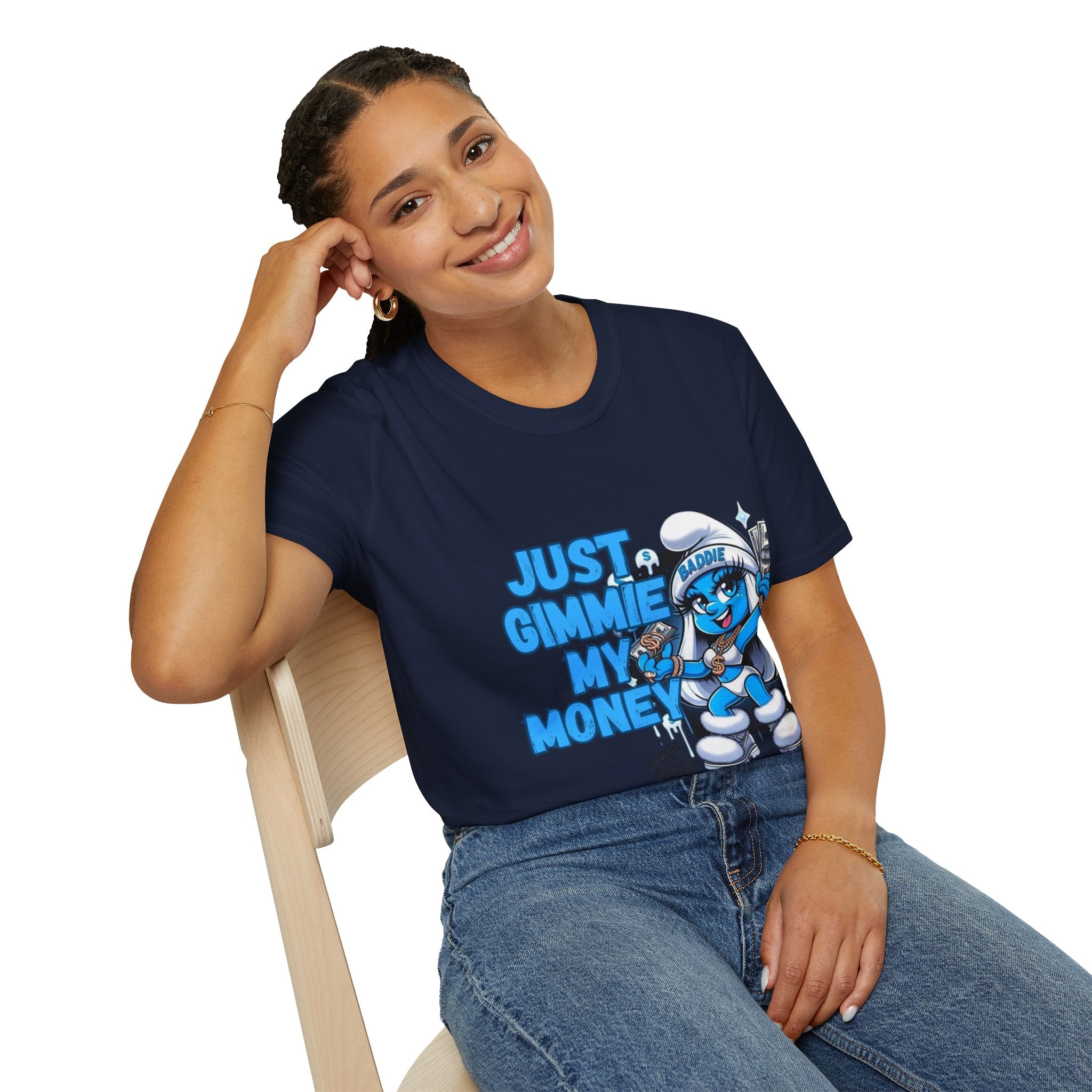 Just Gimmie My Money T-Shirt — Cute Blue Character Graphic Tee