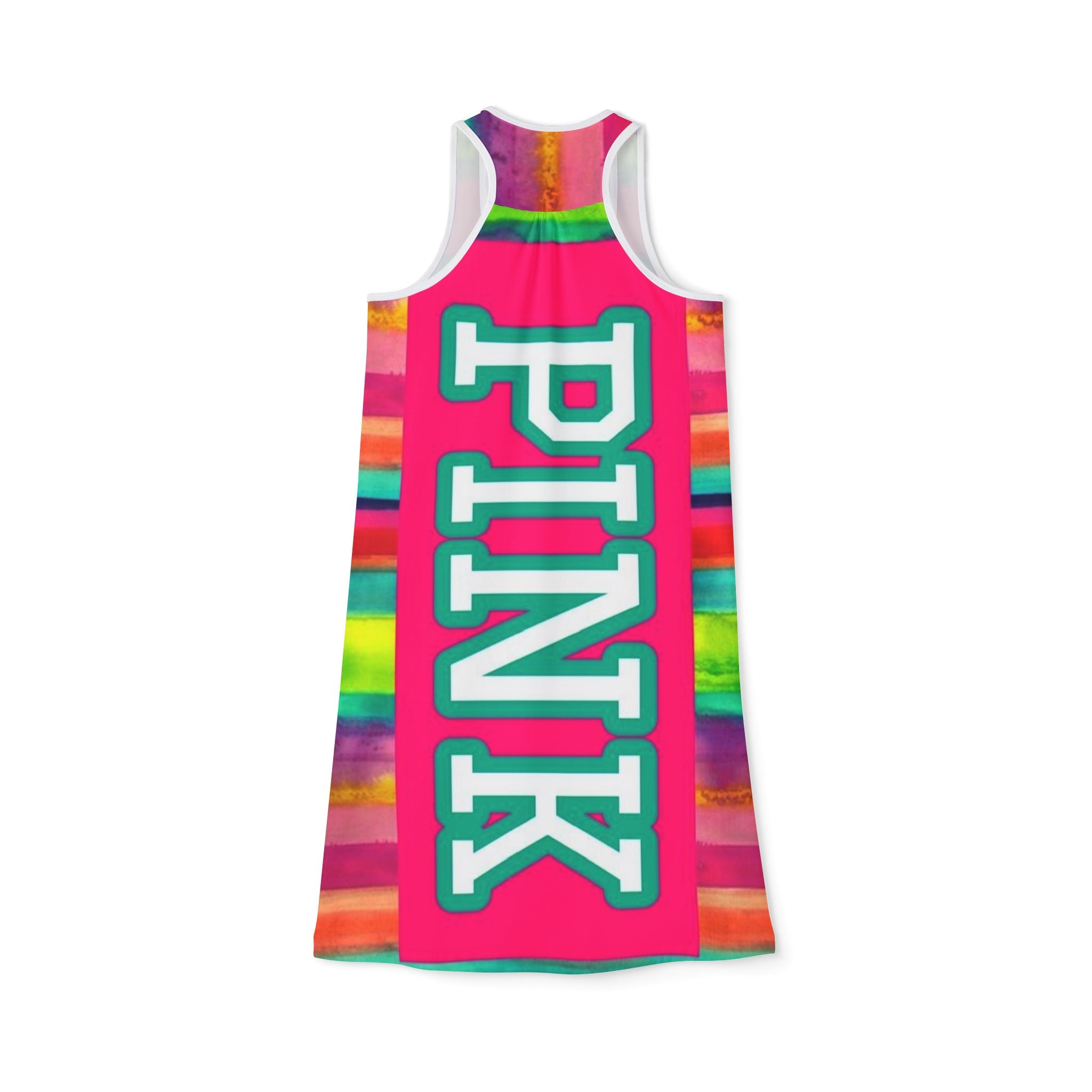 PINK Tie-Dye Racerback Dress — Vibrant Colorblock Casual Sundress