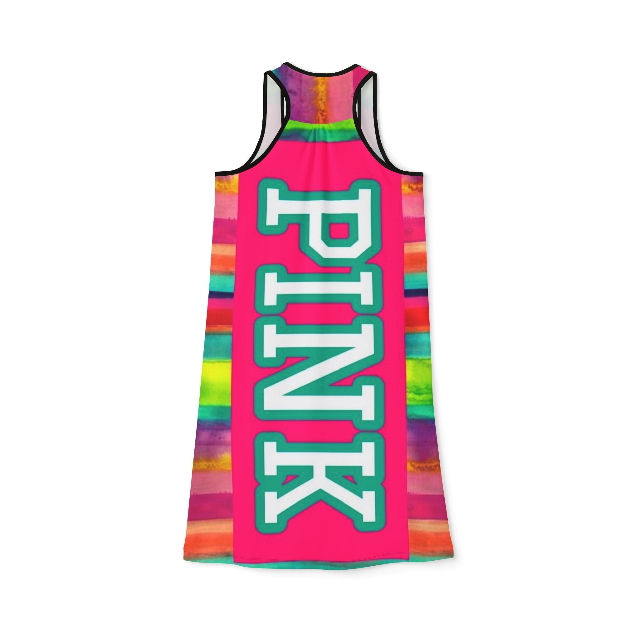 PINK Tie-Dye Racerback Dress — Vibrant Colorblock Casual Sundress