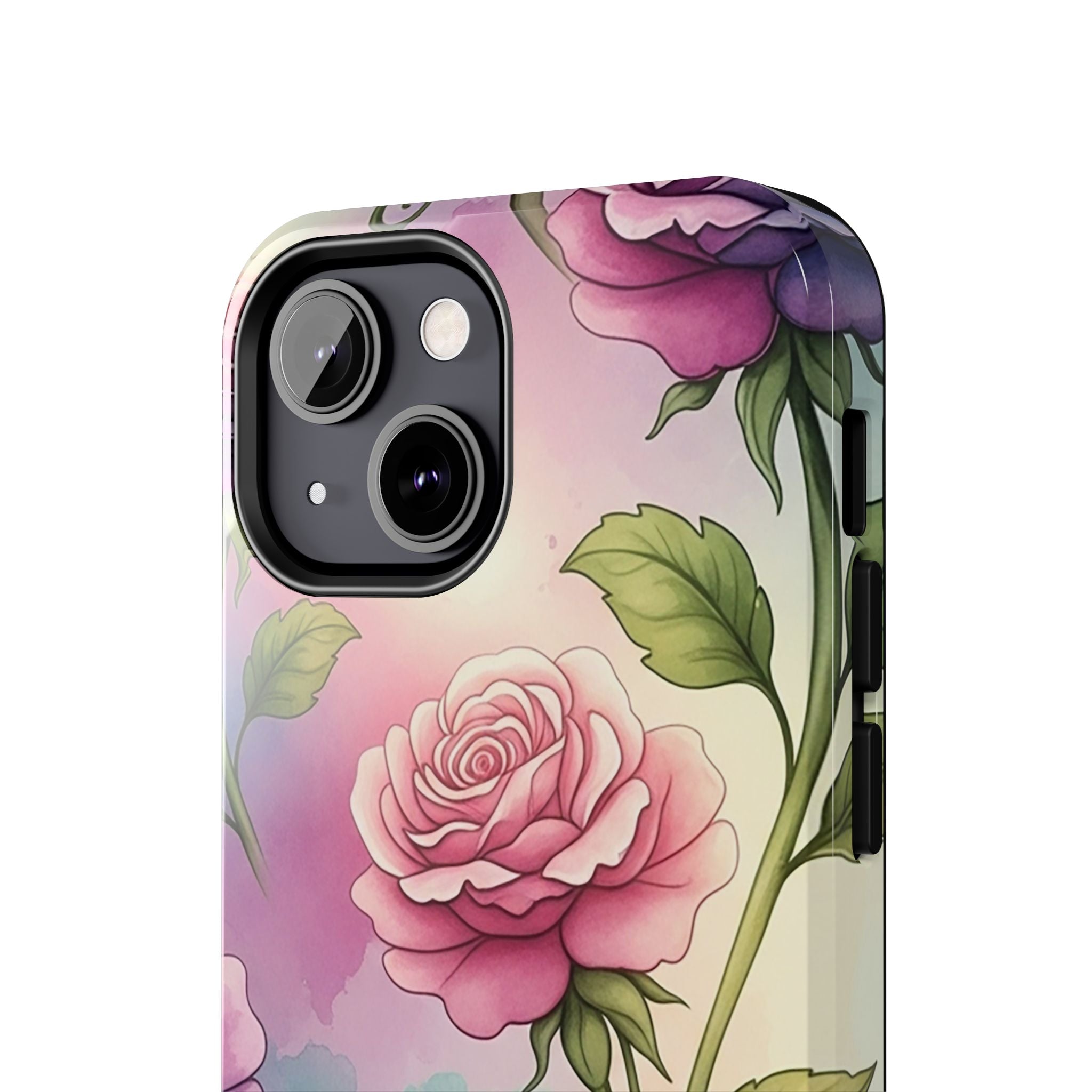 Floral Rose Tough Phone Case — Pastel Watercolor Protection