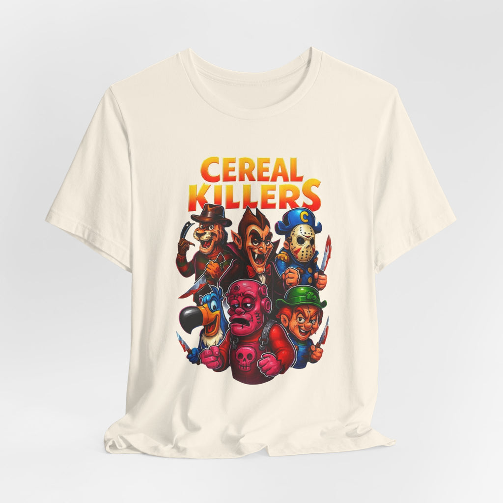 Cereal Killers Parody Horror Cartoon T-Shirt | Funny Cereal Villains Graphic Tee