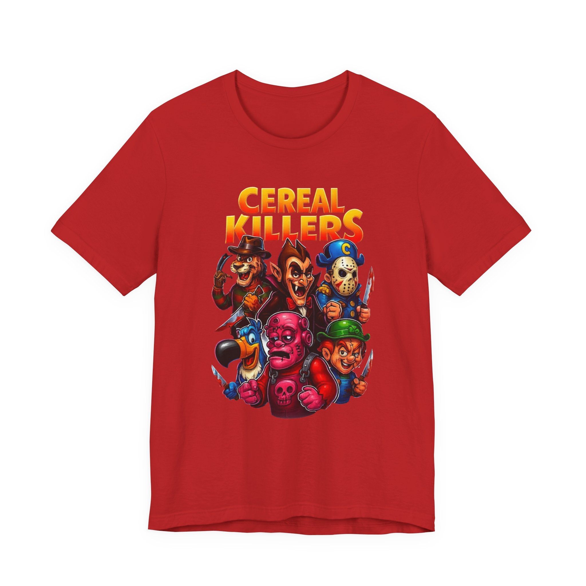 Cereal Killers Parody Horror Cartoon T-Shirt | Funny Cereal Villains Graphic Tee