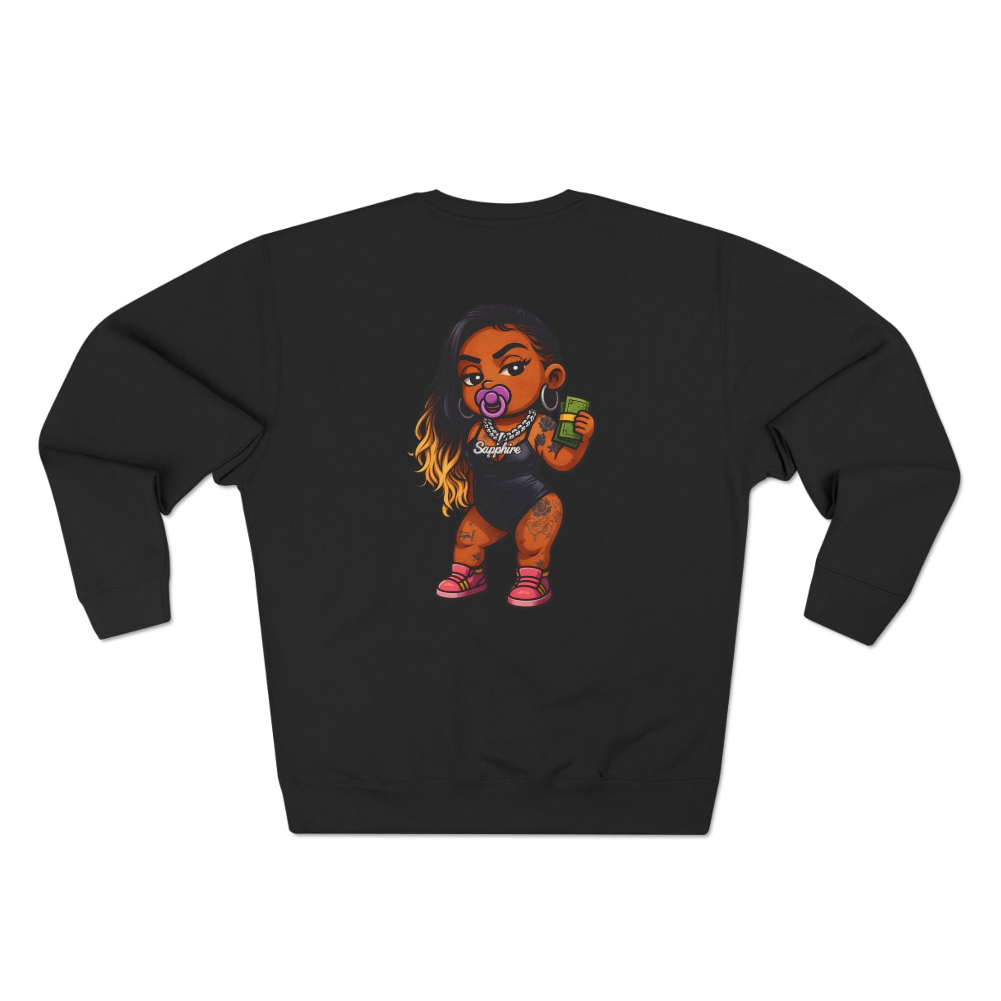 Baddies Baby Crewneck Sweatshirt — Cute Badass Cartoon Graphic