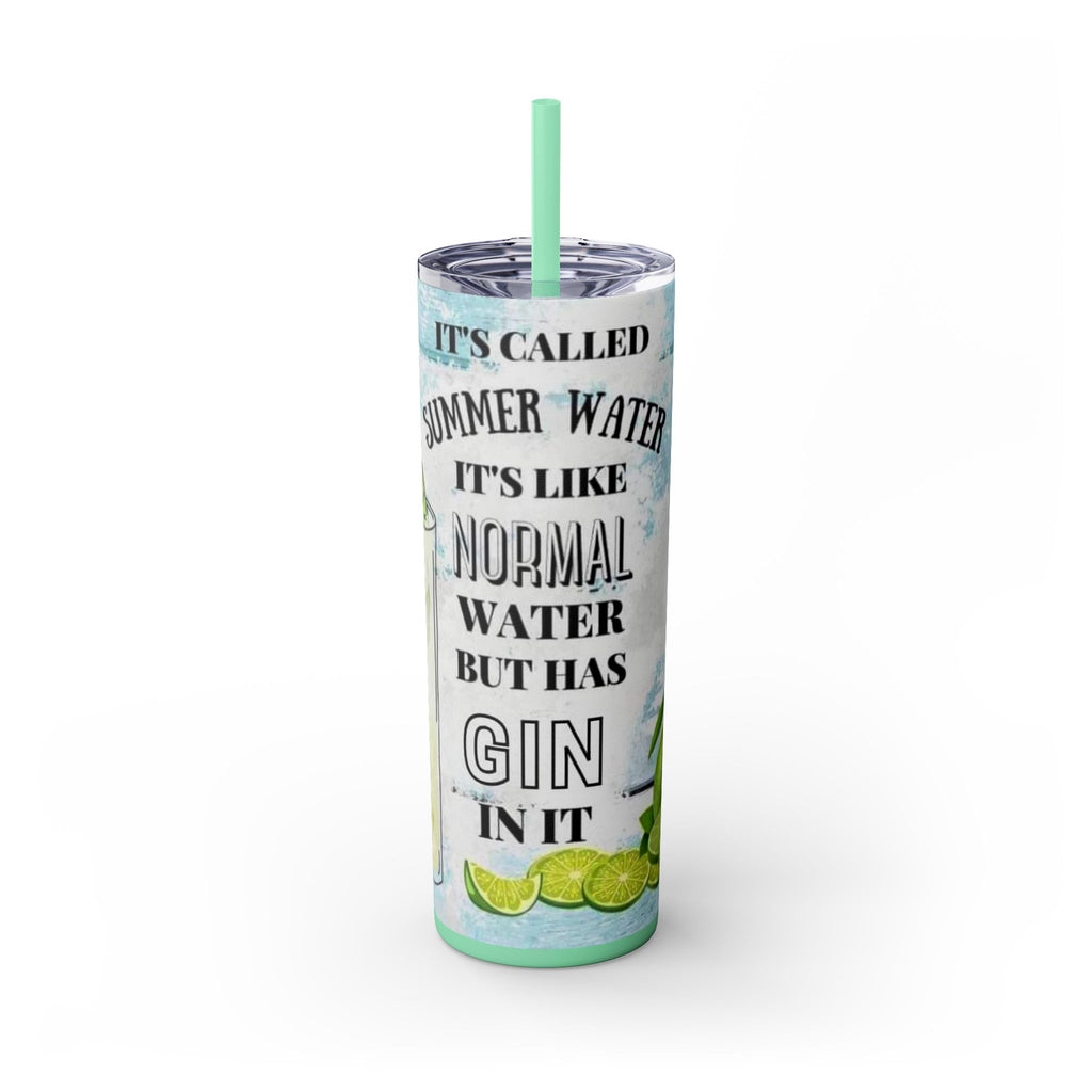 20oz Skinny Tumbler with Straw — Summer Water Tumbler