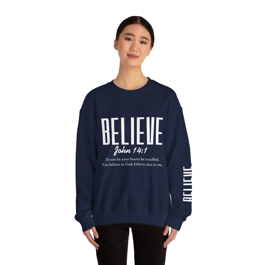 Wolf Pack “Believe John 14:1” Crewneck – Faith Streetwear Pullover