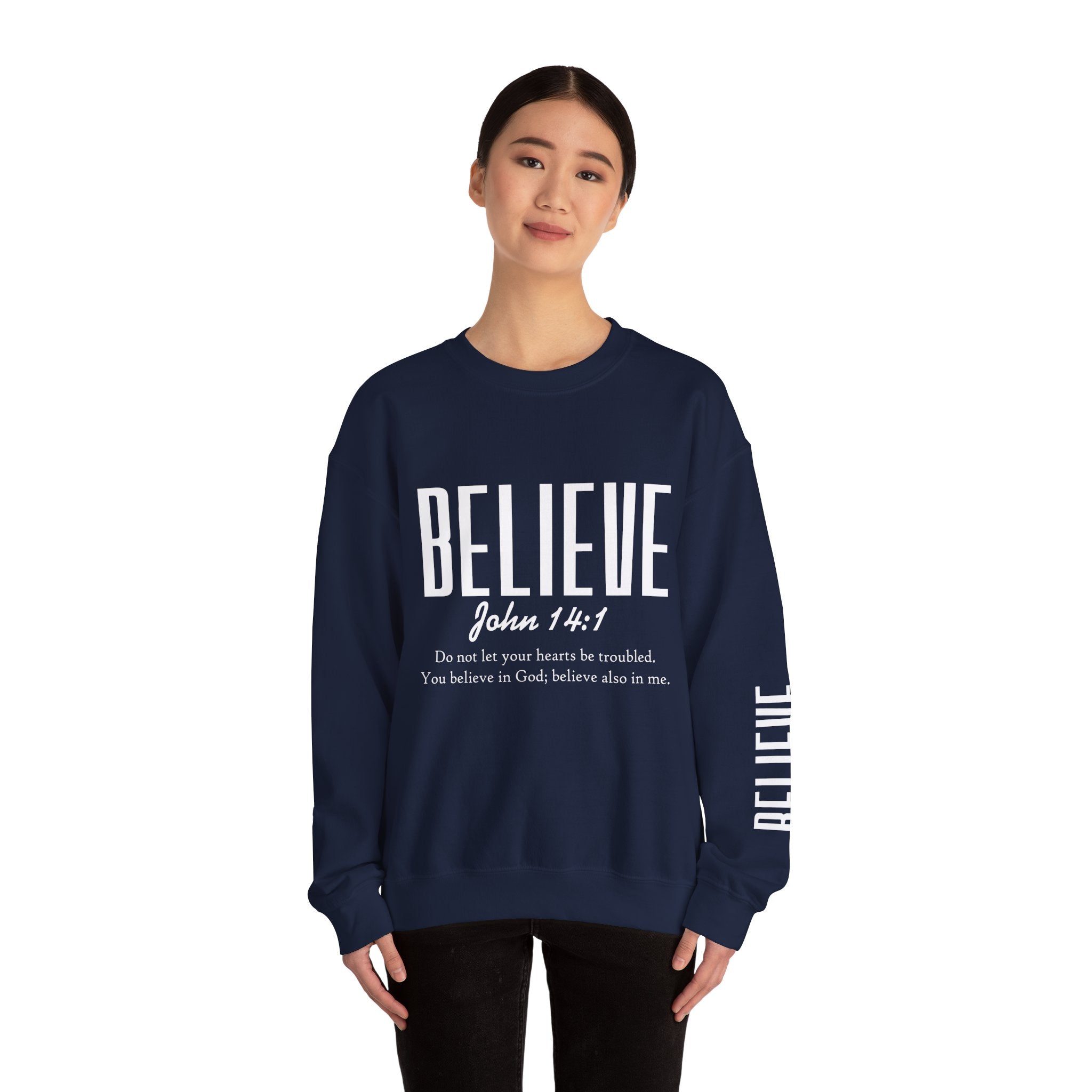 Wolf Pack “Believe John 14:1” Crewneck – Faith Streetwear Pullover