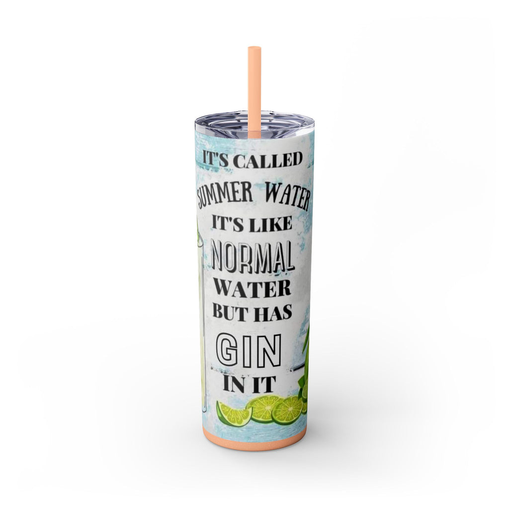 20oz Skinny Tumbler with Straw — Summer Water Tumbler
