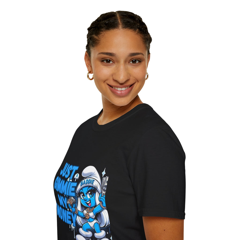 Just Gimmie My Money T-Shirt — Cute Blue Character Graphic Tee