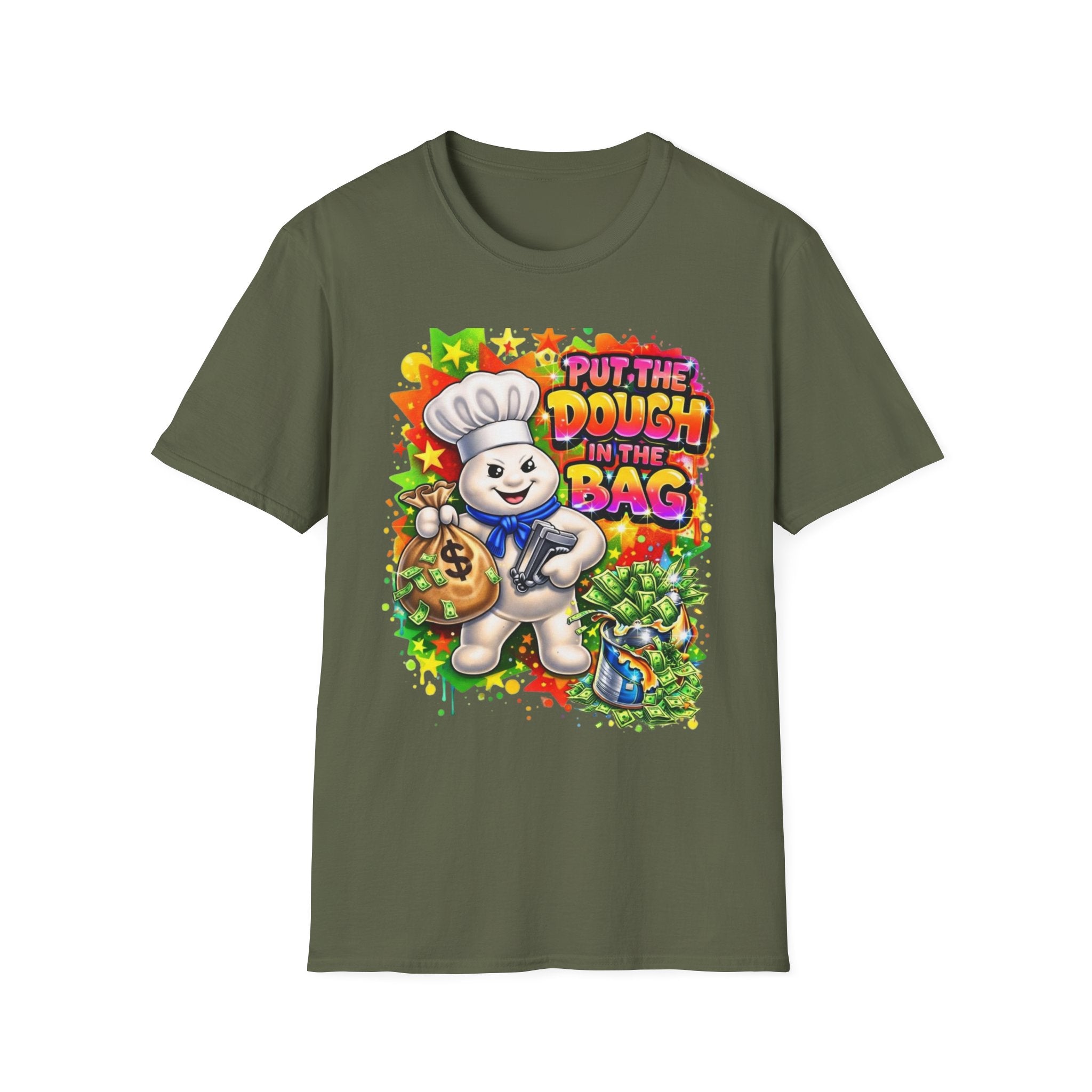 Put the Dough in the Bag T-Shirt — Cute Chef Character Money Graphic Tee
