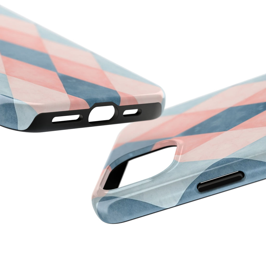 Pastel Harlequin Tough Phone Case — Blue & Pink Diamond Pattern