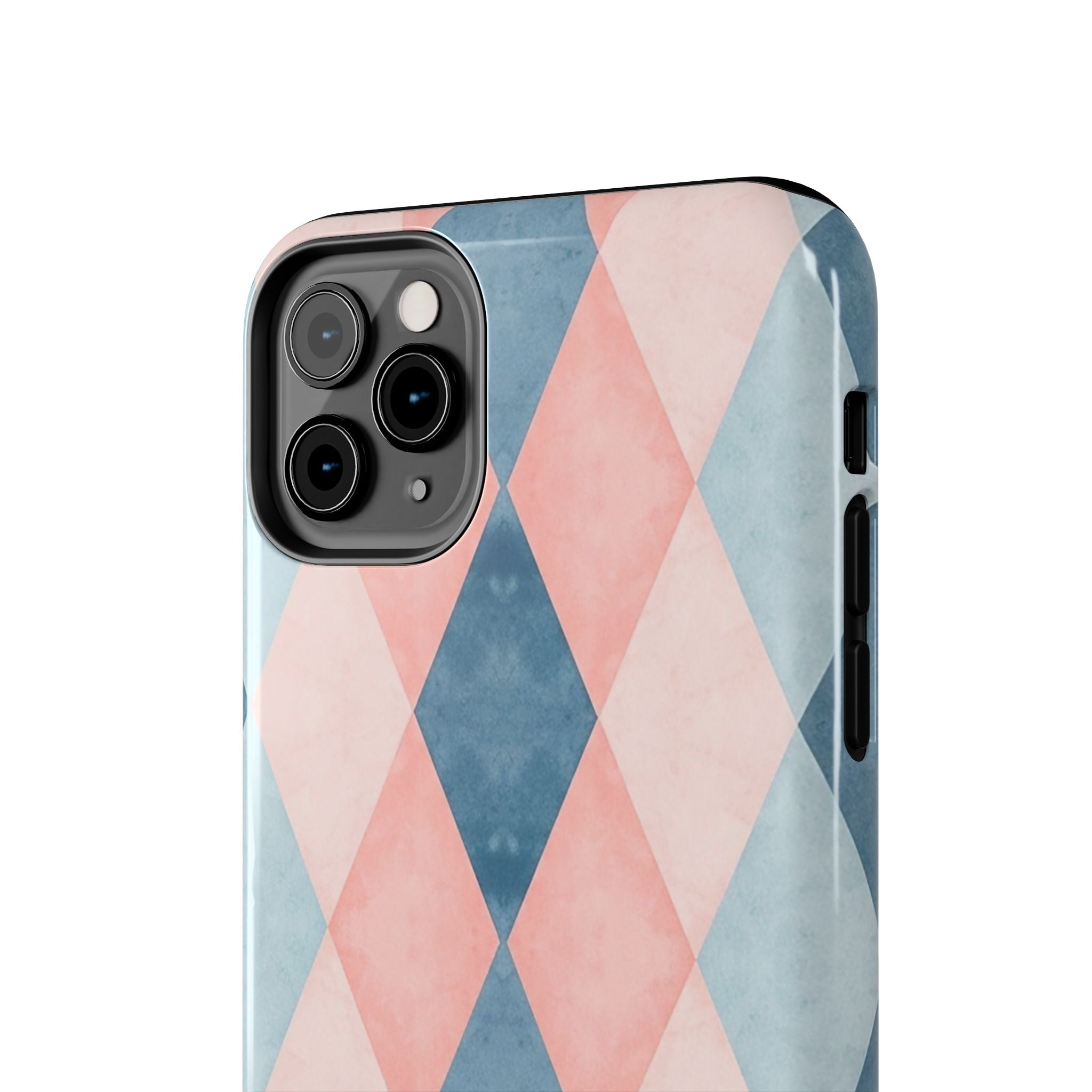 Pastel Harlequin Tough Phone Case — Blue & Pink Diamond Pattern