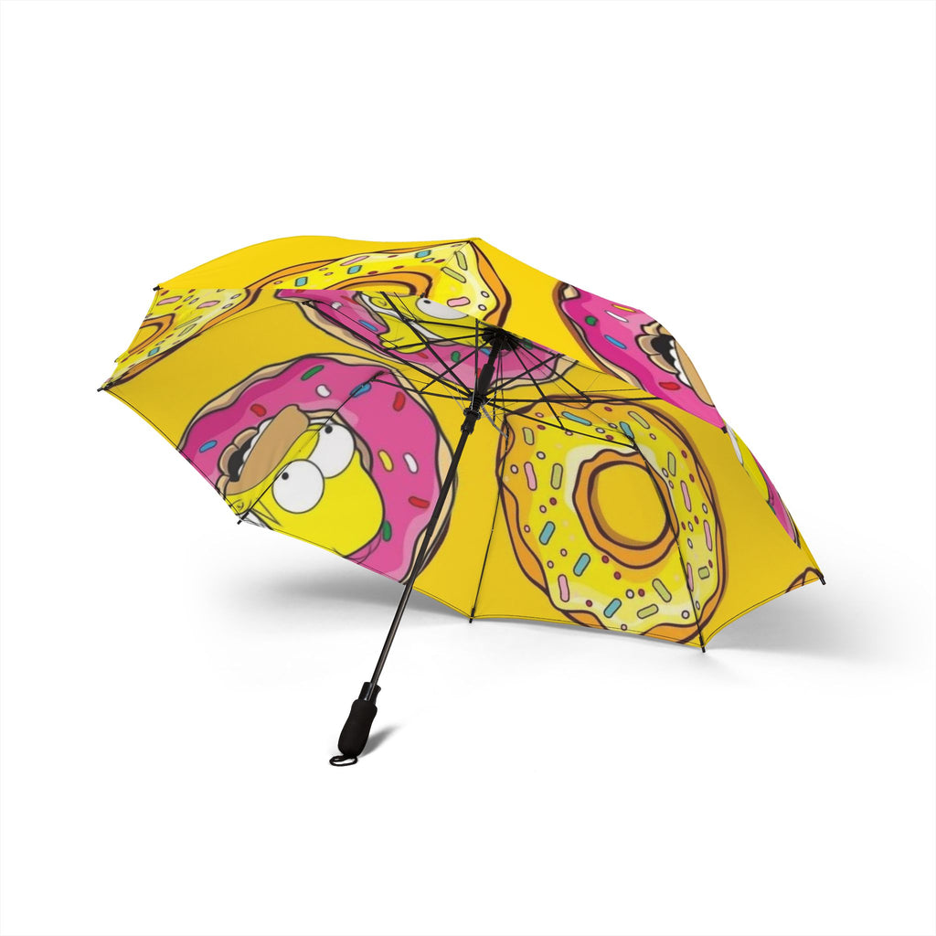 Donut Cartoon Foldable Umbrella — Yellow Funny Donuts & Character Rain Umbrella
