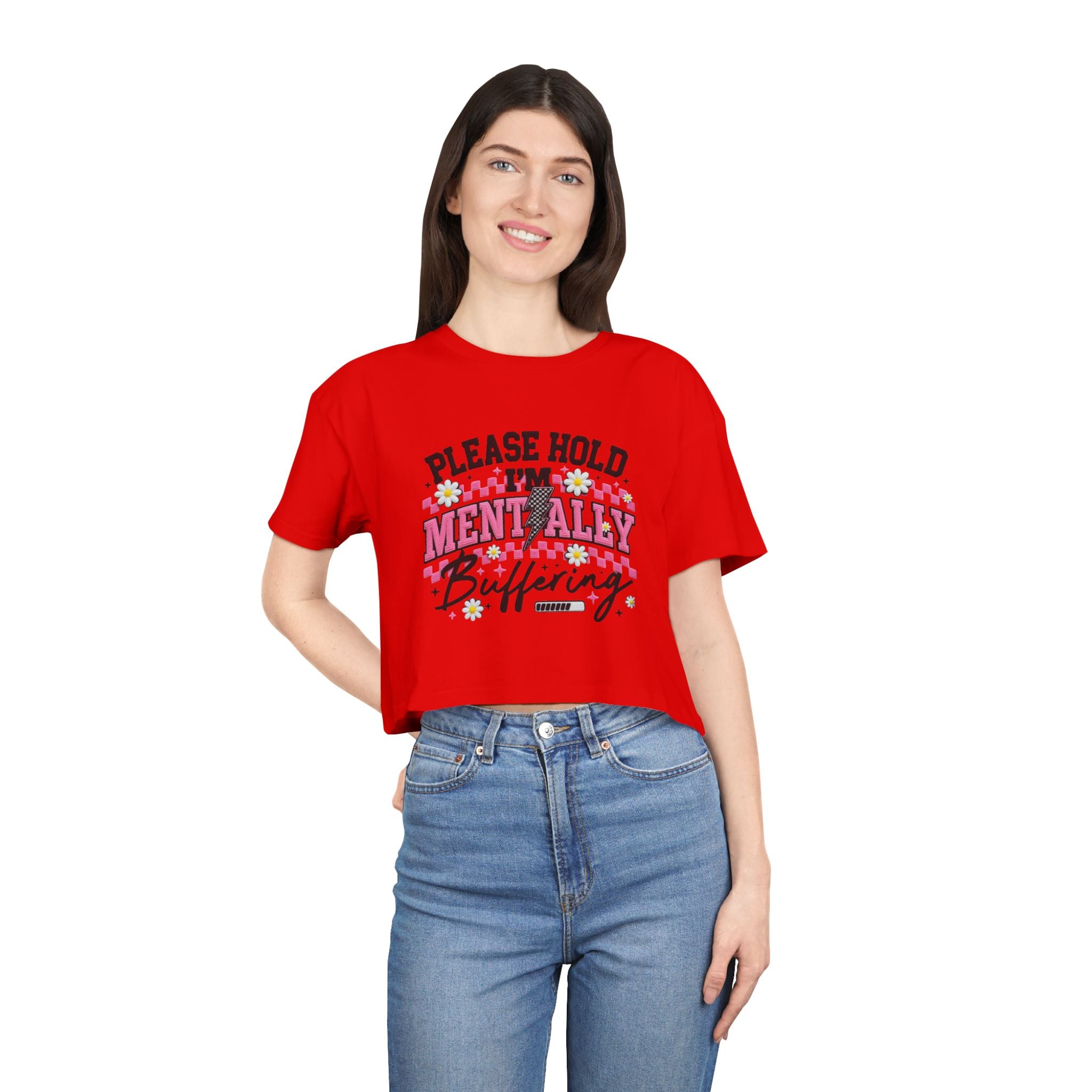 Please Hold I[0m'm Mentally Buffering Crop Tee