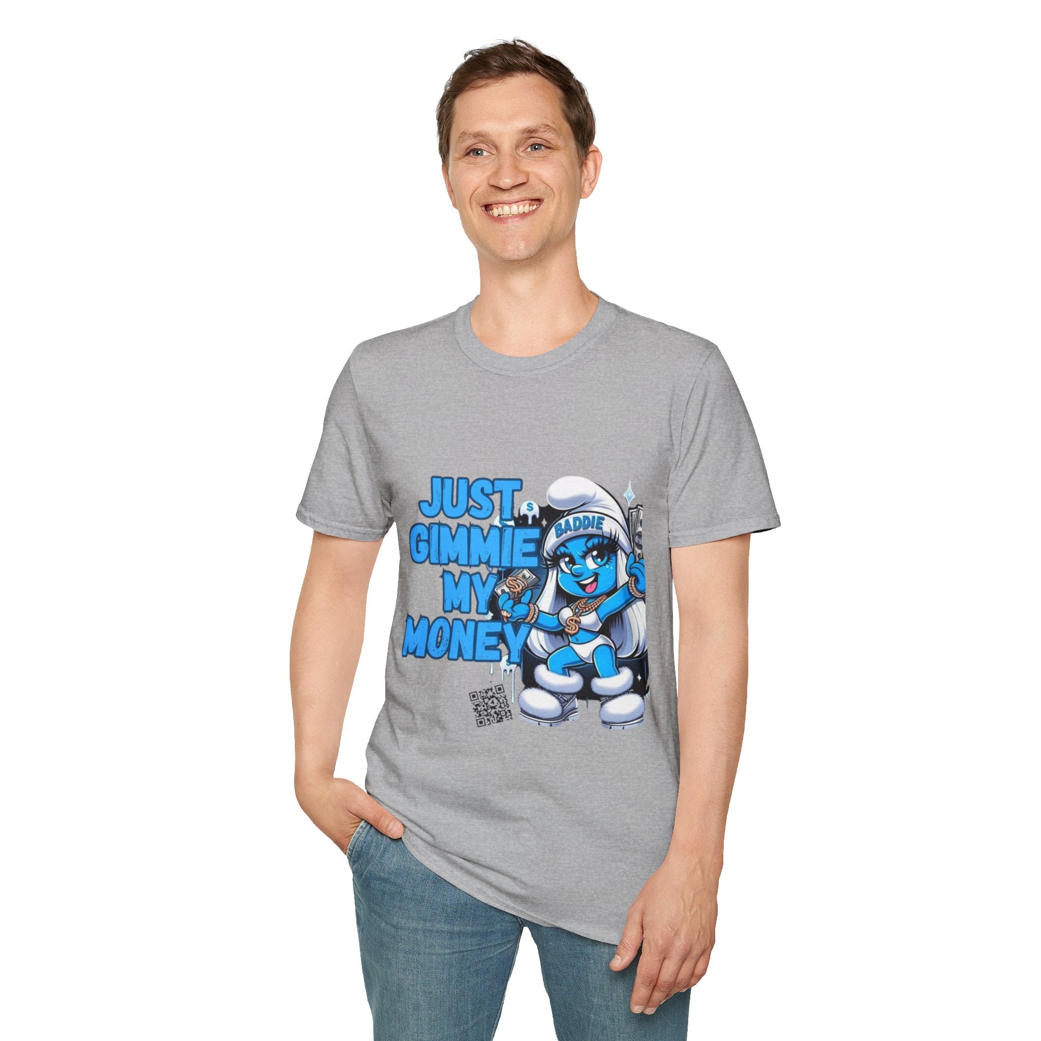 Just Gimmie My Money T-Shirt — Cute Blue Character Graphic Tee