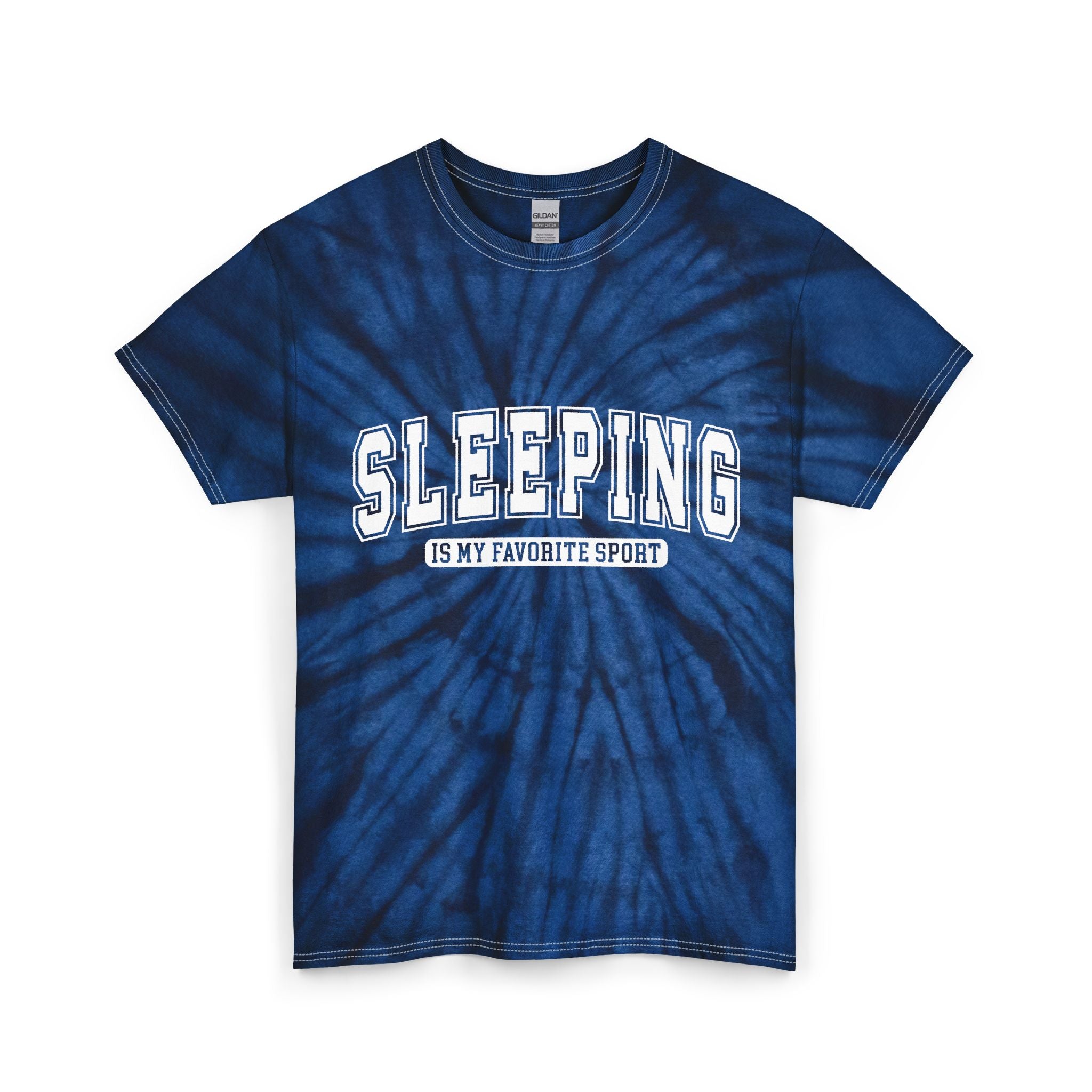 Sleeping Is My Favorite Sport Tie-Dye Tee — Blue Cotton T-Shirt