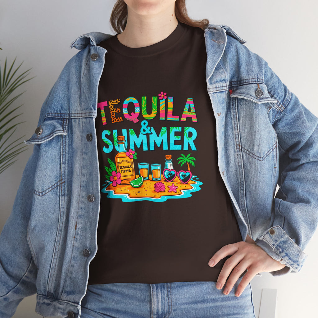 Tequila Summer Tee – Tropical Beach Cocktail Graphic T-Shirt