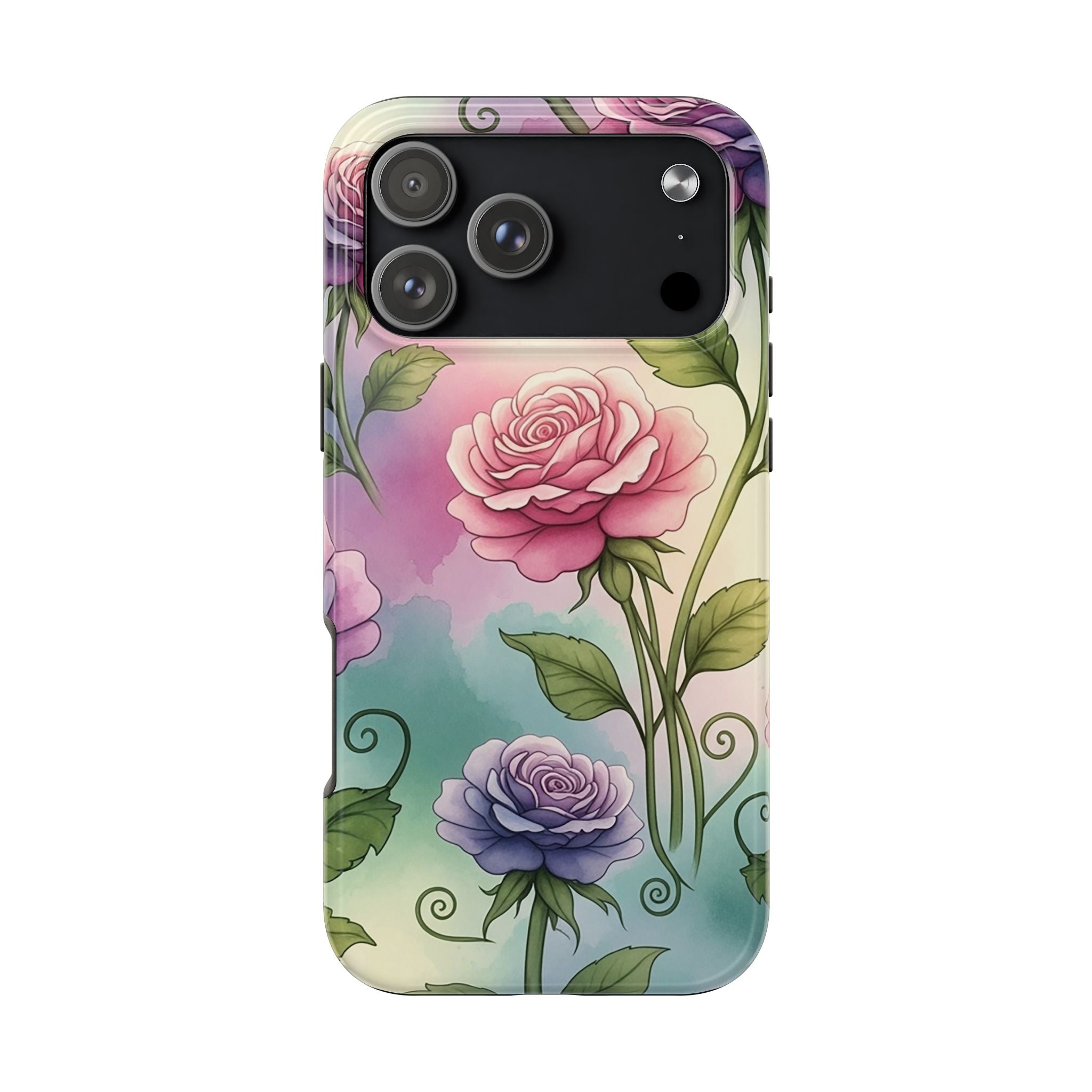 Floral Rose Tough Phone Case — Pastel Watercolor Protection