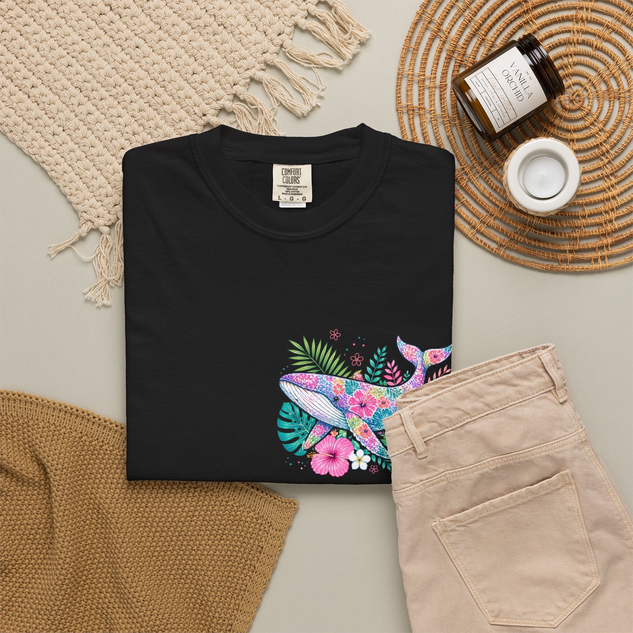 Miami Beach Club T‑Shirt — Retro Flamingo Tropical Floral Graphic Tee