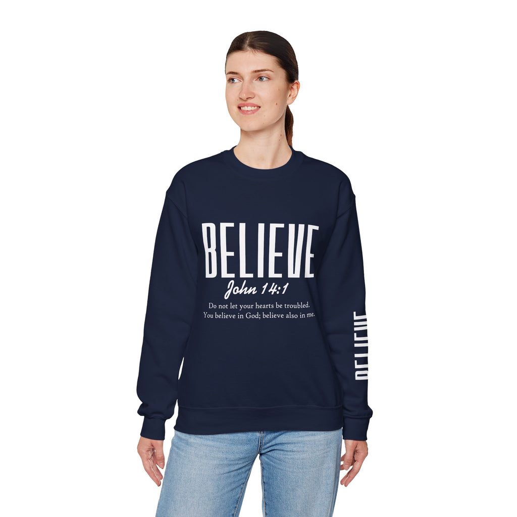 Wolf Pack “Believe John 14:1” Crewneck – Faith Streetwear Pullover