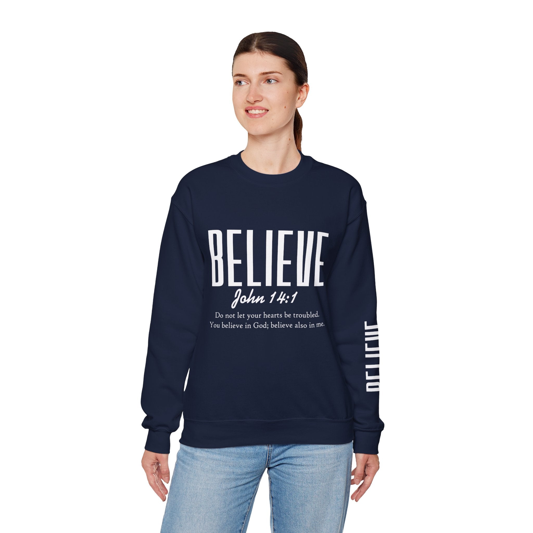 Wolf Pack “Believe John 14:1” Crewneck – Faith Streetwear Pullover