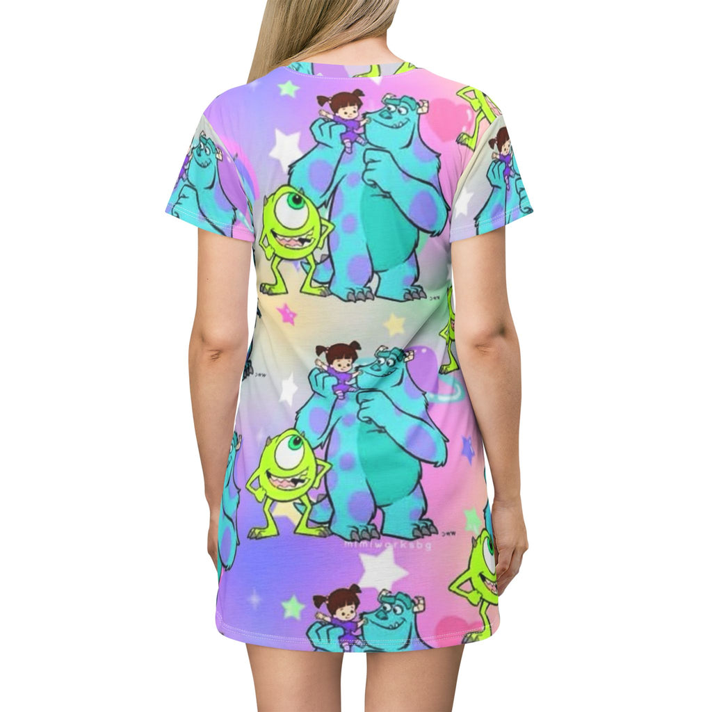 Kids' All-Over-Print T-Shirt Dress — Colorful Monsters Pattern
