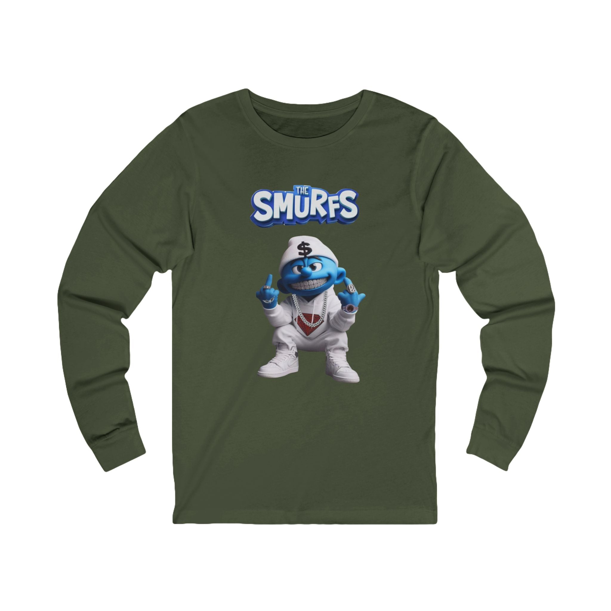 Hood Smurf Long Sleeve Tee — Hooded Smurf Graphic Shirt