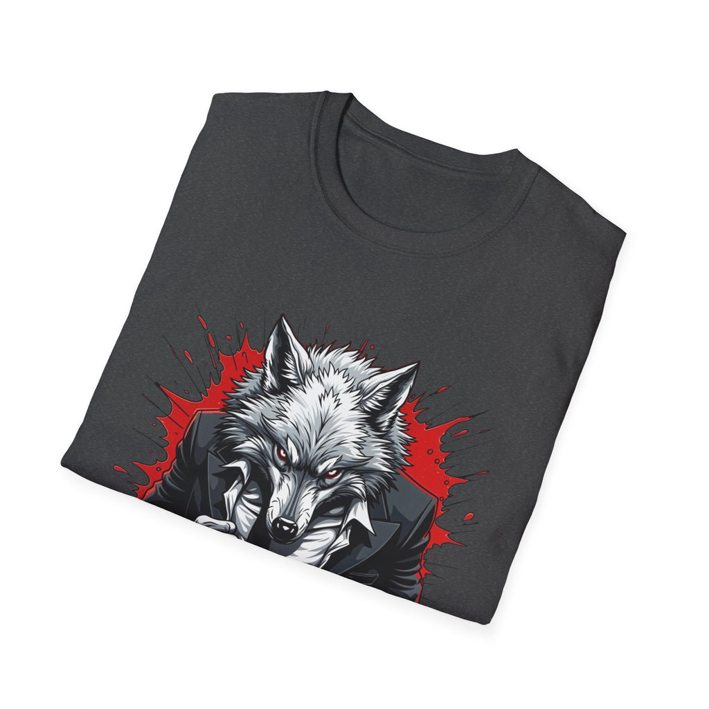Wolf Suit T-Shirt — Wolf in Suit Graphic Tee (Bold Red Splash)