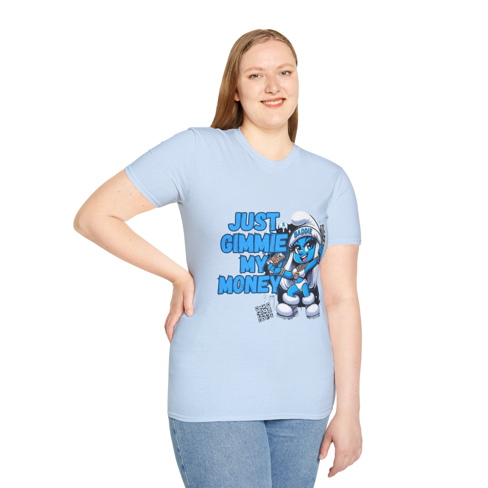Just Gimmie My Money T-Shirt — Cute Blue Character Graphic Tee