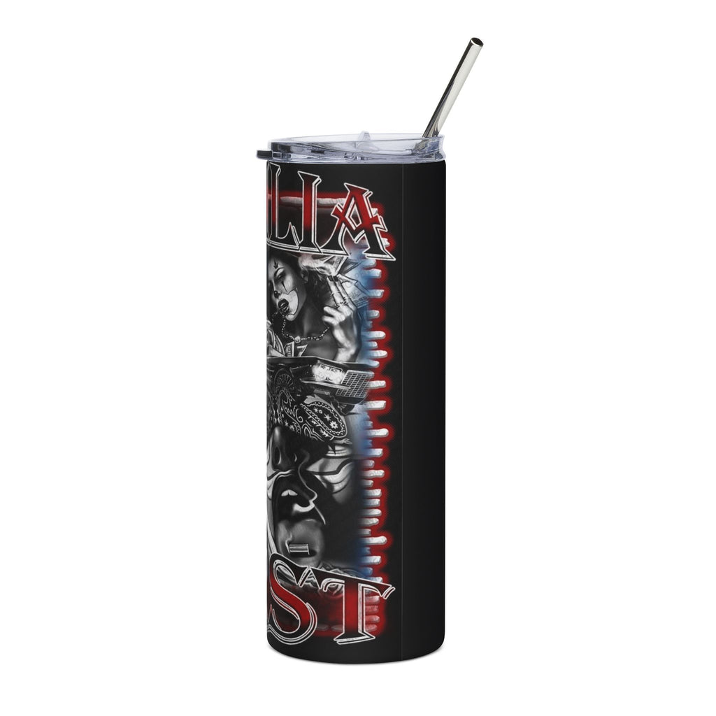 20oz Stainless Steel Tumbler — Dark Chicano Art Design with 'Family First' Text