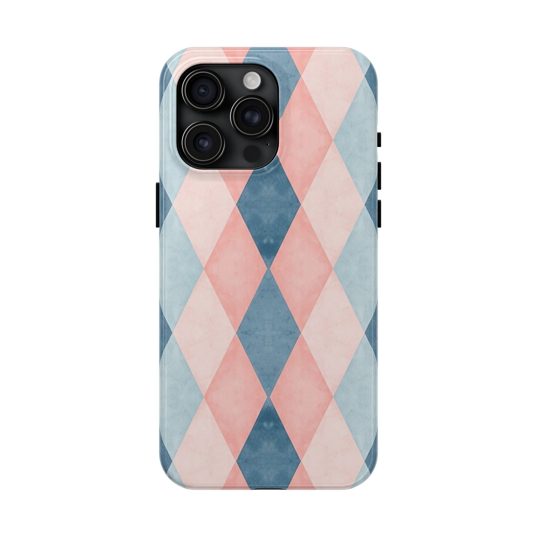 Pastel Harlequin Tough Phone Case — Blue & Pink Diamond Pattern