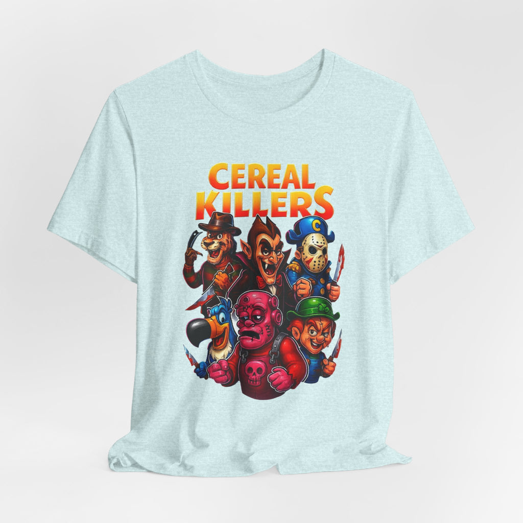 Cereal Killers Parody Horror Cartoon T-Shirt | Funny Cereal Villains Graphic Tee