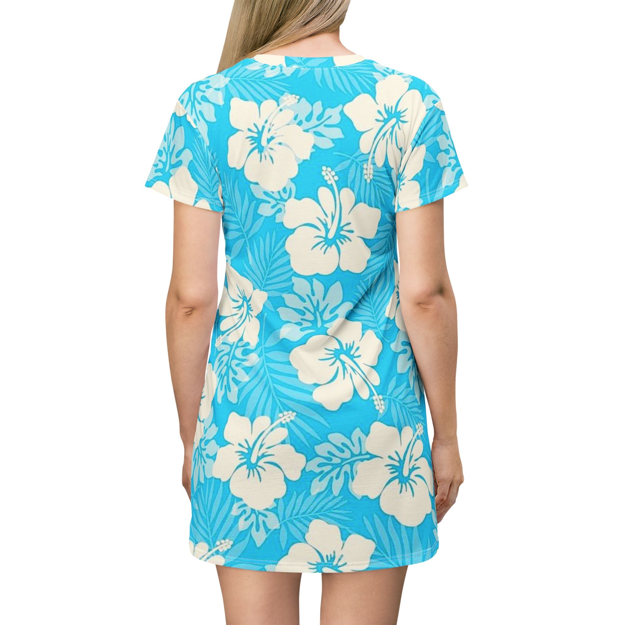 Hibiscus AOP T-Shirt Dress — Tropical Floral All-Over Print Beach Dress