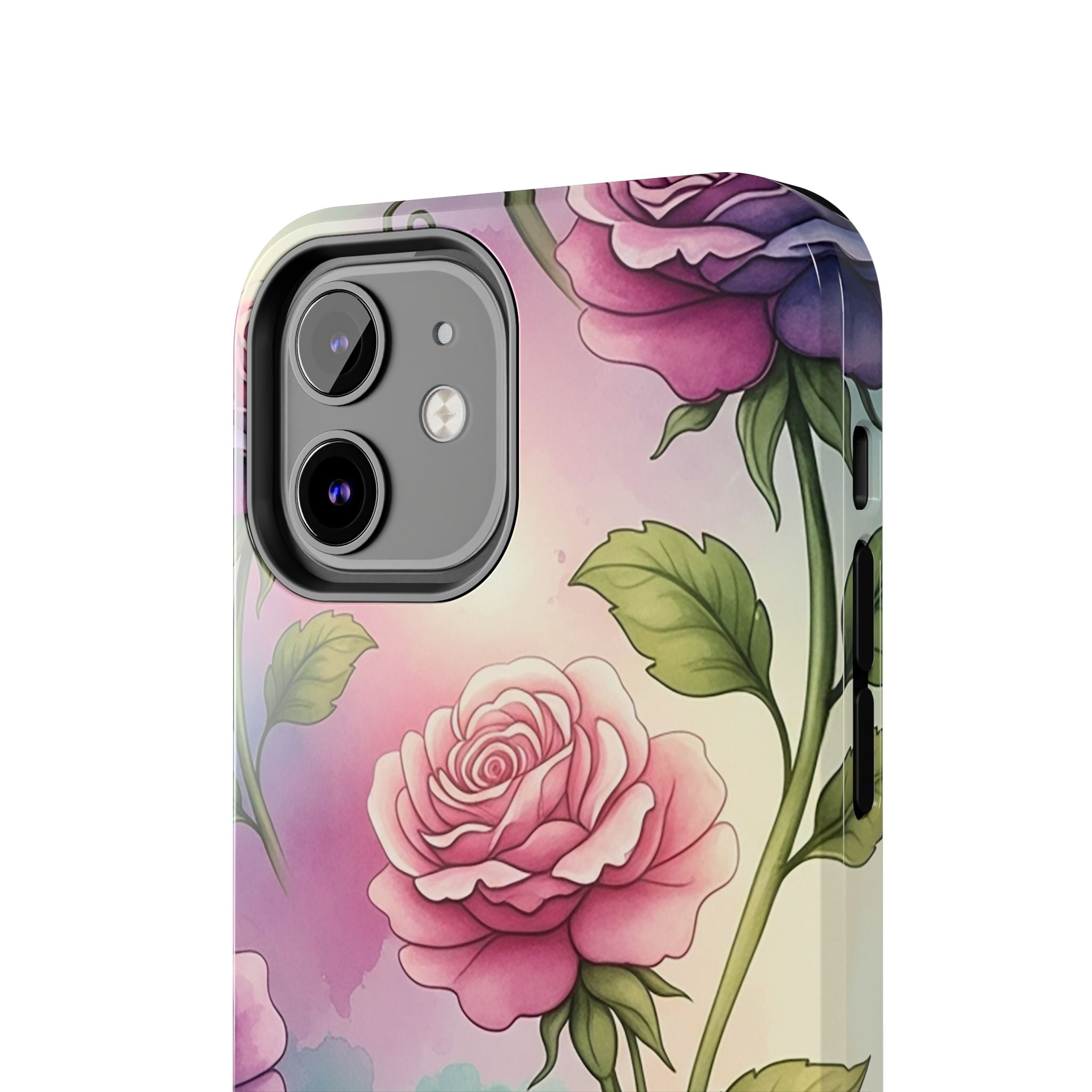 Floral Rose Tough Phone Case — Pastel Watercolor Protection