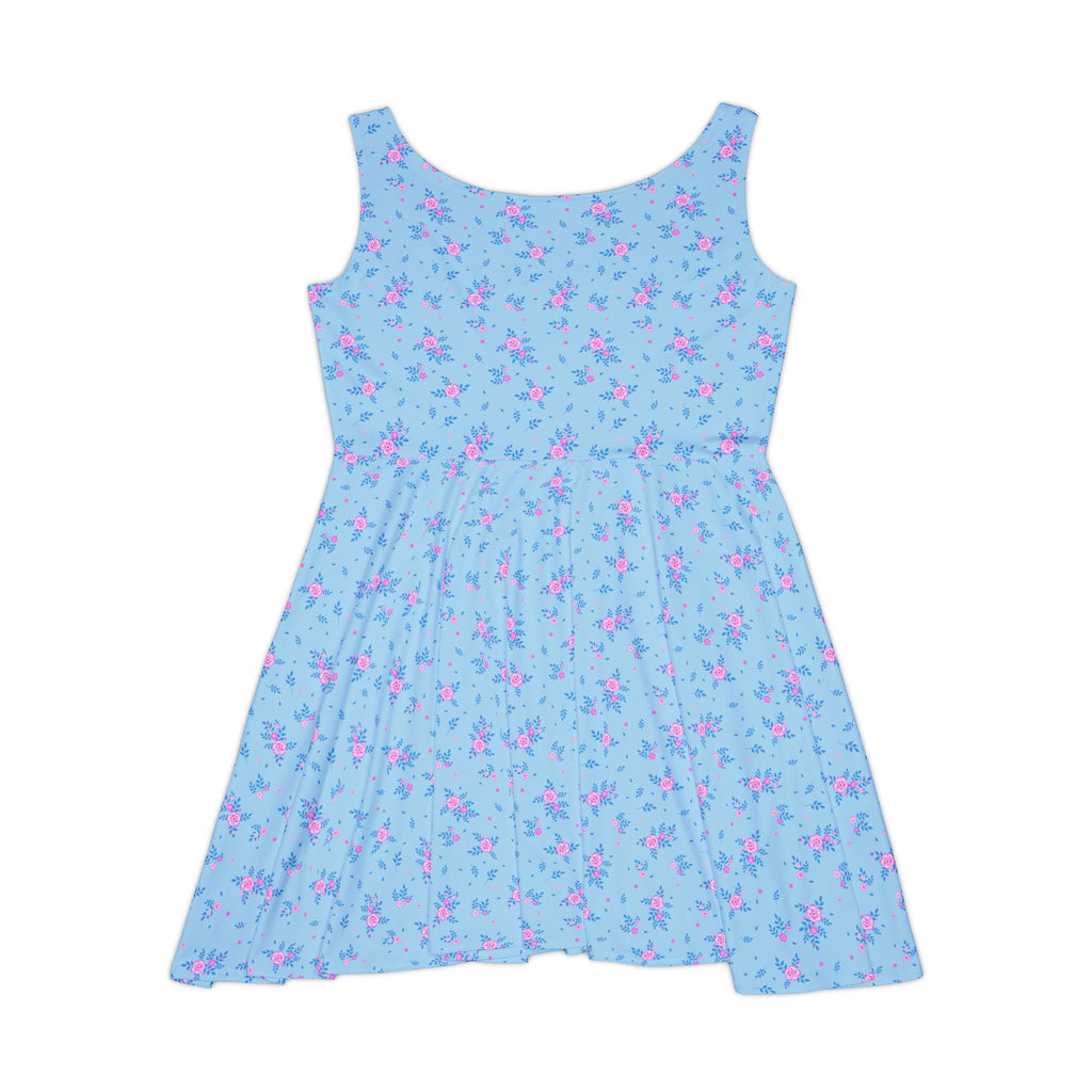 Blue Floral Skater Dress - Light Pastel Garden Print