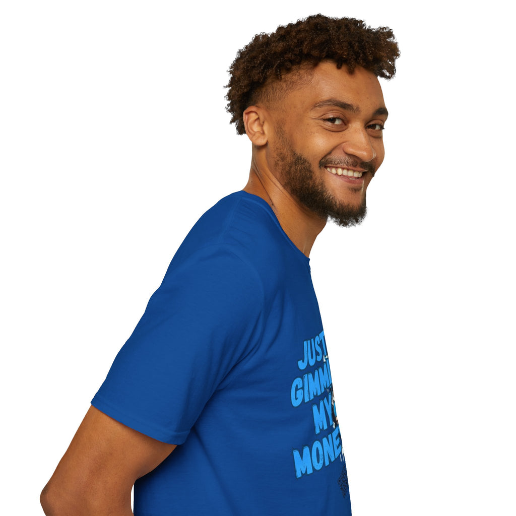 Just Gimmie My Money T-Shirt — Cute Blue Character Graphic Tee