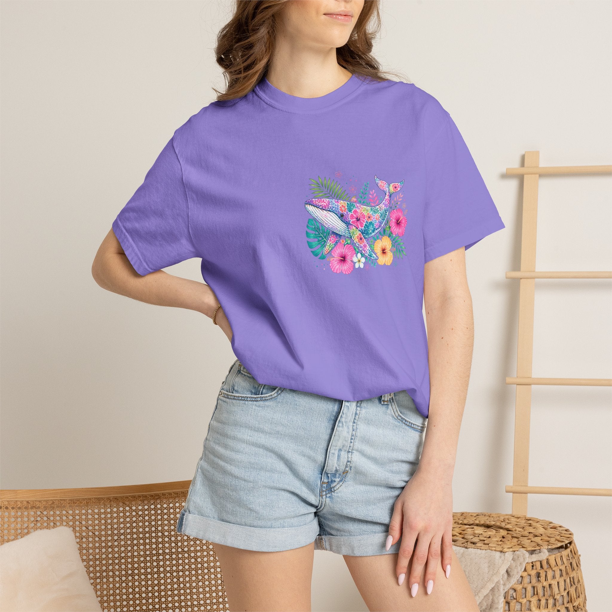 Miami Beach Club T‑Shirt — Retro Flamingo Tropical Floral Graphic Tee