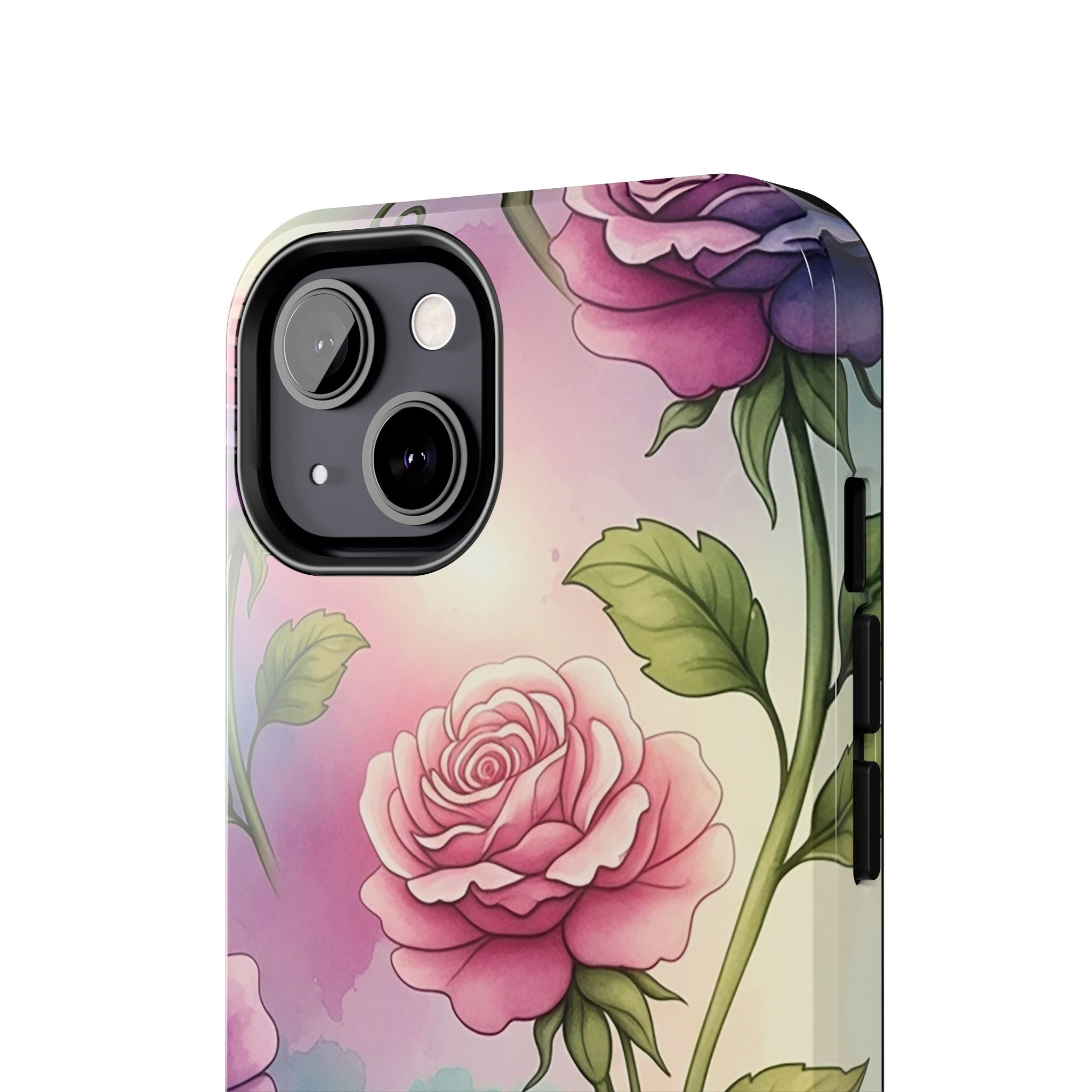 Floral Rose Tough Phone Case — Pastel Watercolor Protection